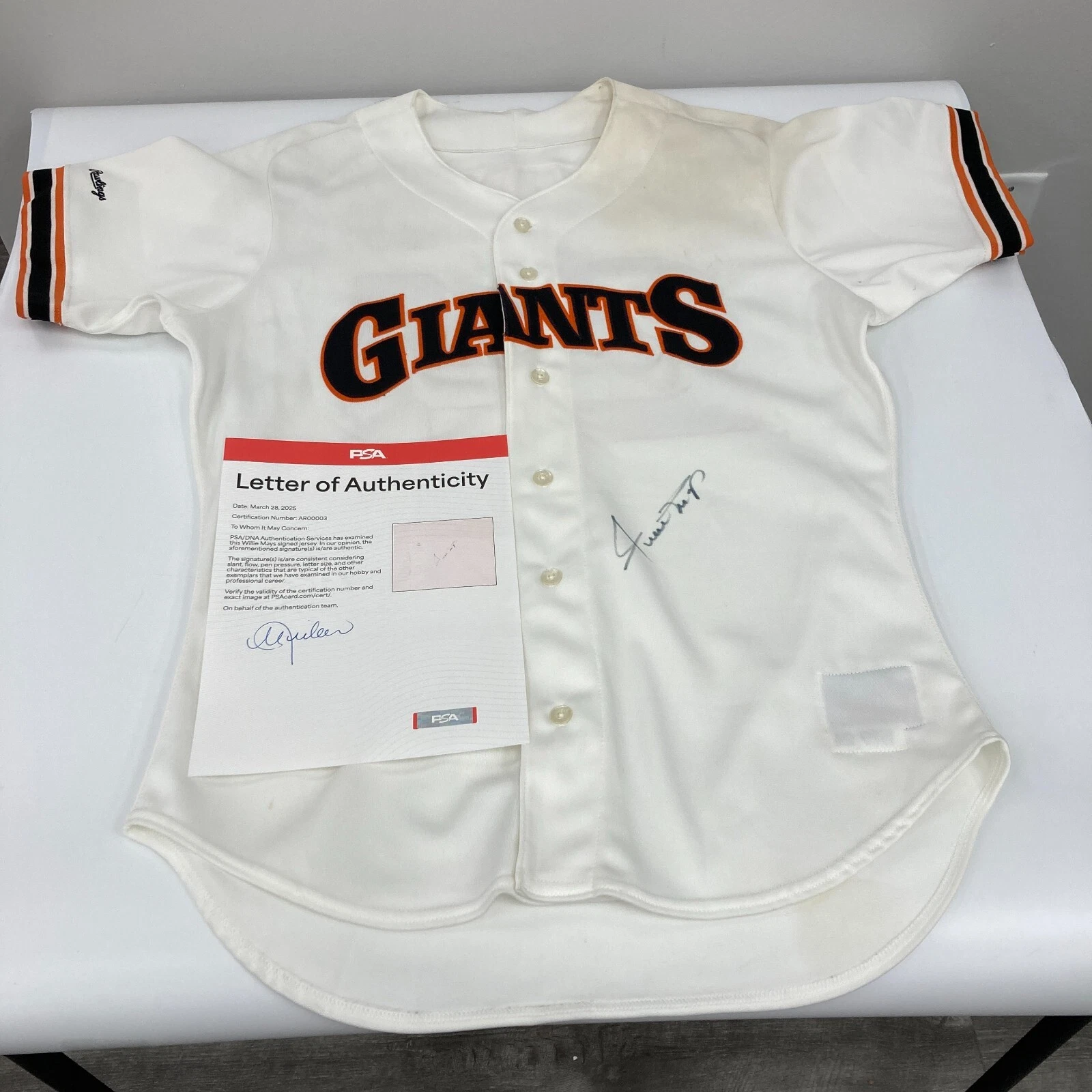 Willie Mays Signed San Francisco Giants Authentic Game Model Jersey PSA DNA COA