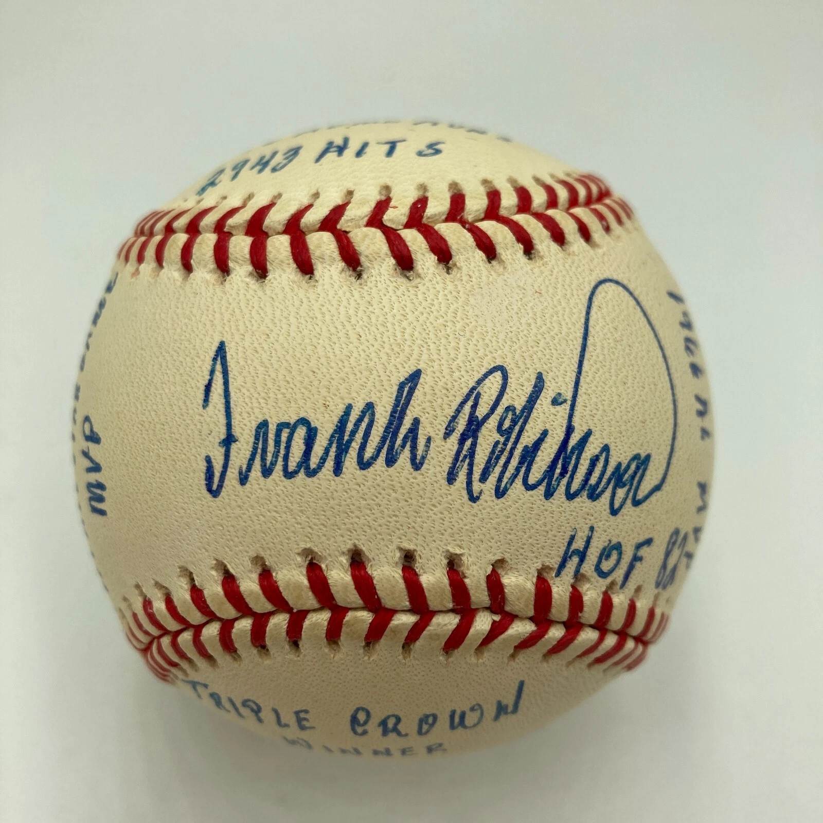 Frank Robinson Signed Heavily Inscribed Career STAT Baseball Reggie Jackson COA