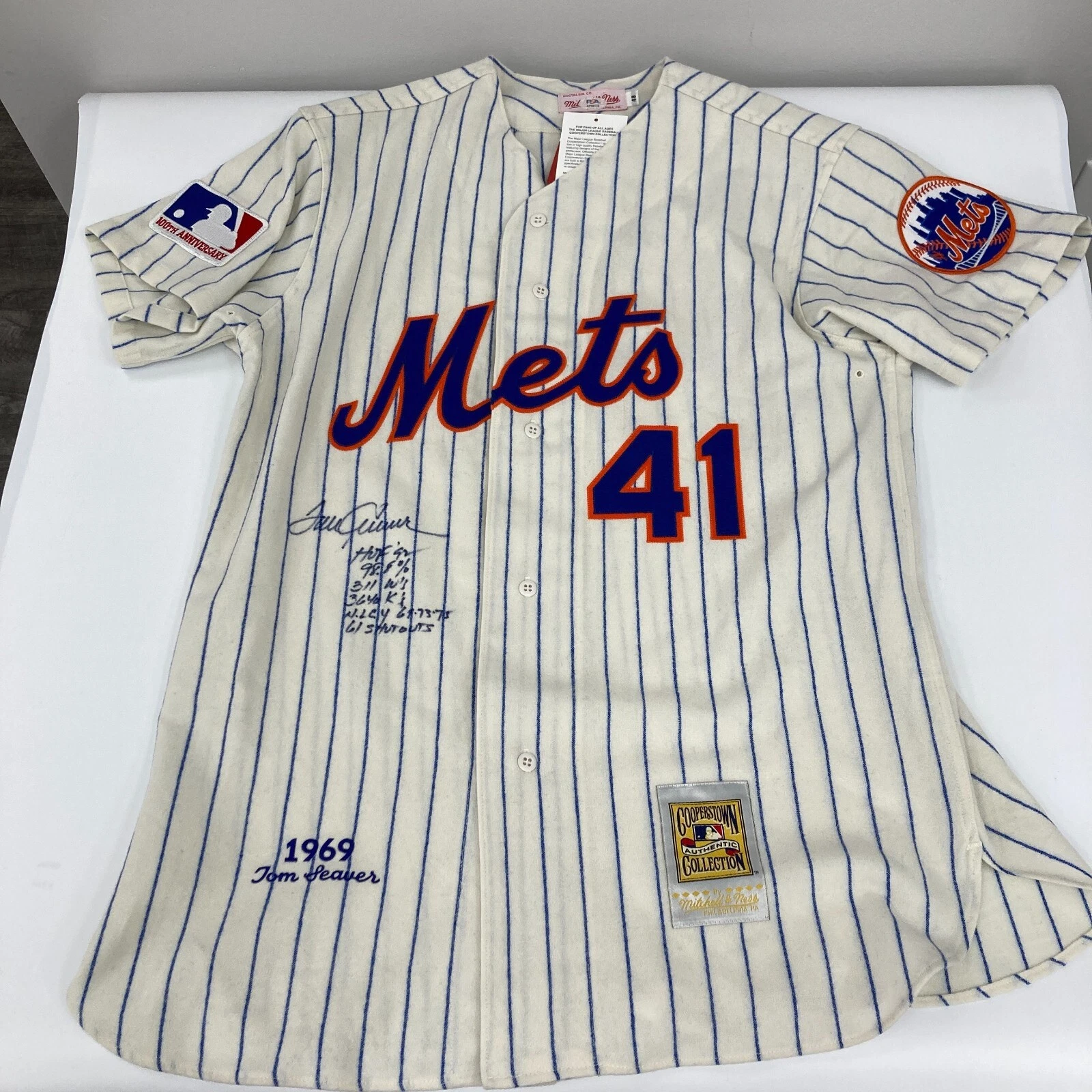 Tom Seaver Signed Inscribed STATS New York Mets Mitchell & Ness Jersey PSA DNA
