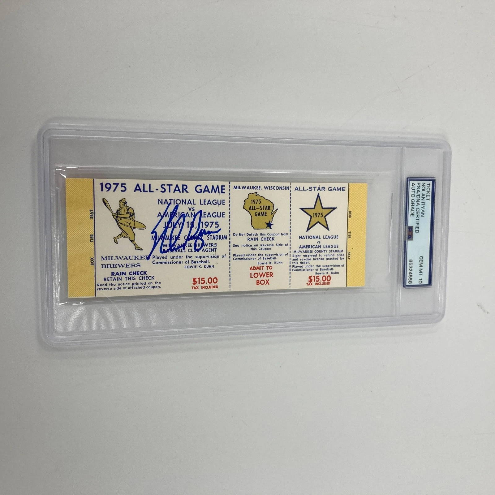 Nolan Ryan Signed 1975 All Star Game Full Ticket PSA DNA GEM MINT 10