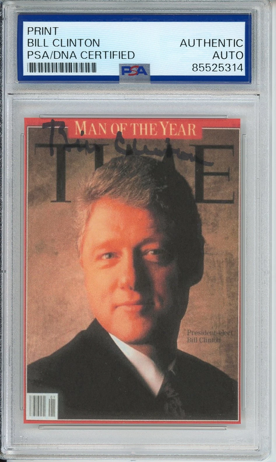 President Bill Clinton SIGNED AUTOGRAPHED Time Man of the Year Cut PSA DNA COA