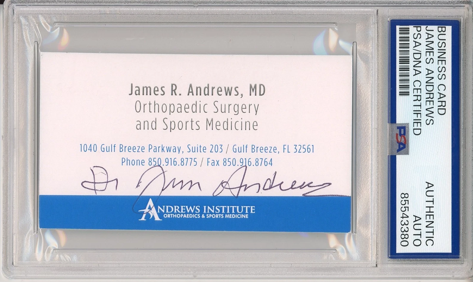DR JAMES ANDREWS SIGNED BUSINESS CARD PSA DNA COA AUTOGRAPH TOMMY JOHN SURGEON
