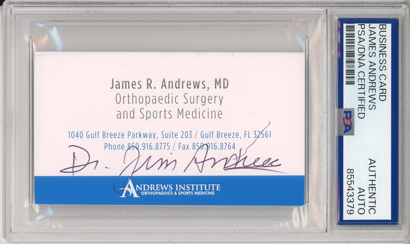 DR JAMES ANDREWS SIGNED BUSINESS CARD PSA DNA COA AUTOGRAPHED TOMMY JOHN SURGEON