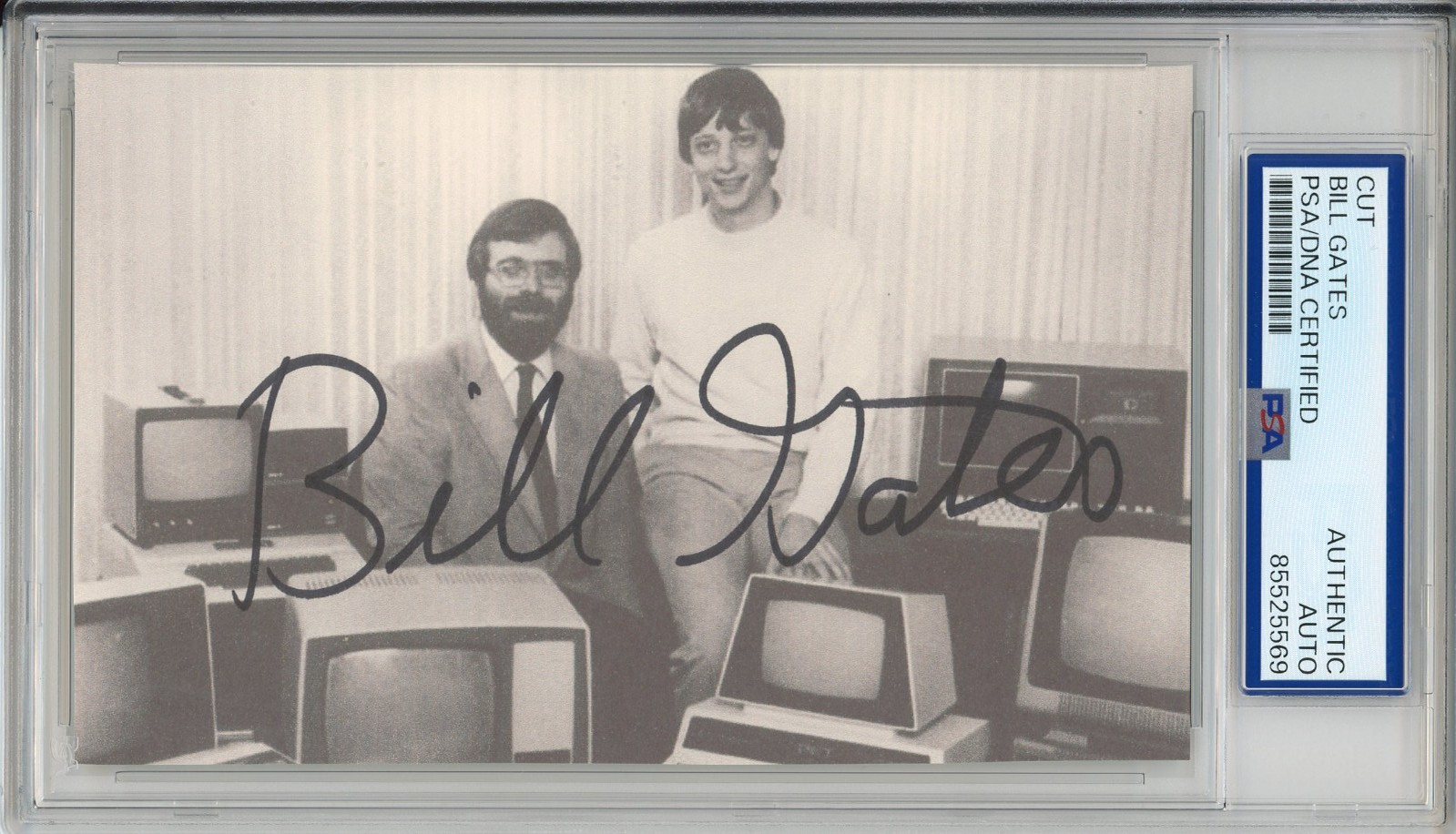 SIGNED Bill Gates Microsoft Founder Vintage Picture Cut PSA DNA COA AUTOGRAPHED