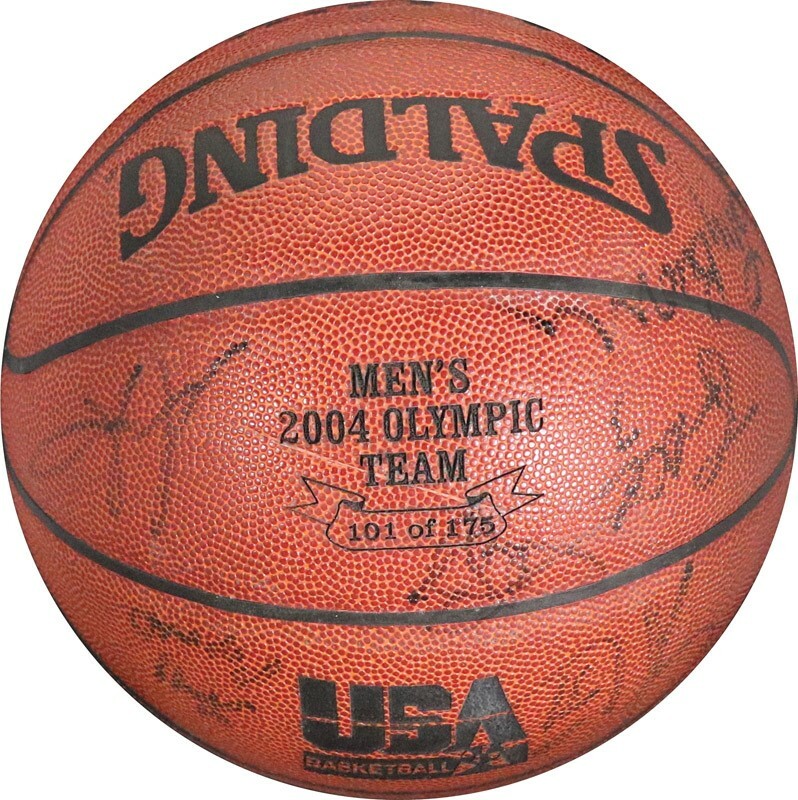 Lebron James Rookie 2004 Olympics Team USA Signed Basketball Tim Duncan JSA COA
