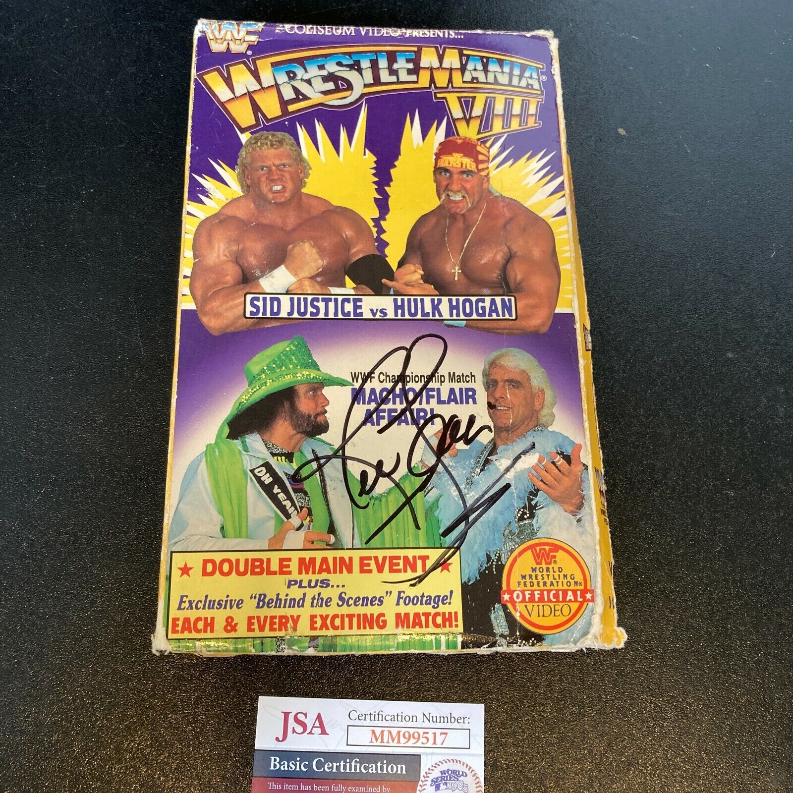 Ric Flair Signed Wrestlemania WWF Wrestling Hulk Hogan VHS Movie JSA COA
