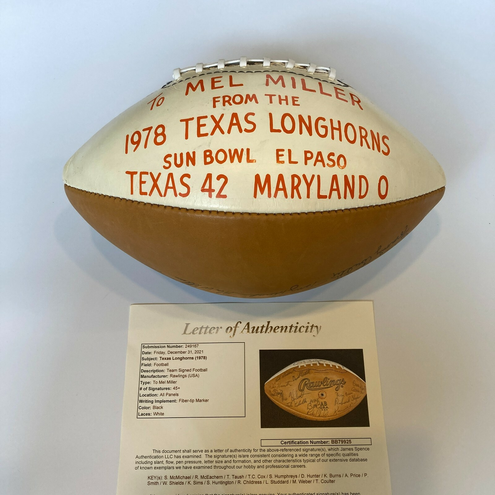 1978 TEXAS LONGHORNS TEAM SIGNED AUTOGRAPHED FOOTBALL 50+ SIGS JSA COA COLLECTIBLE MEMORABILIA