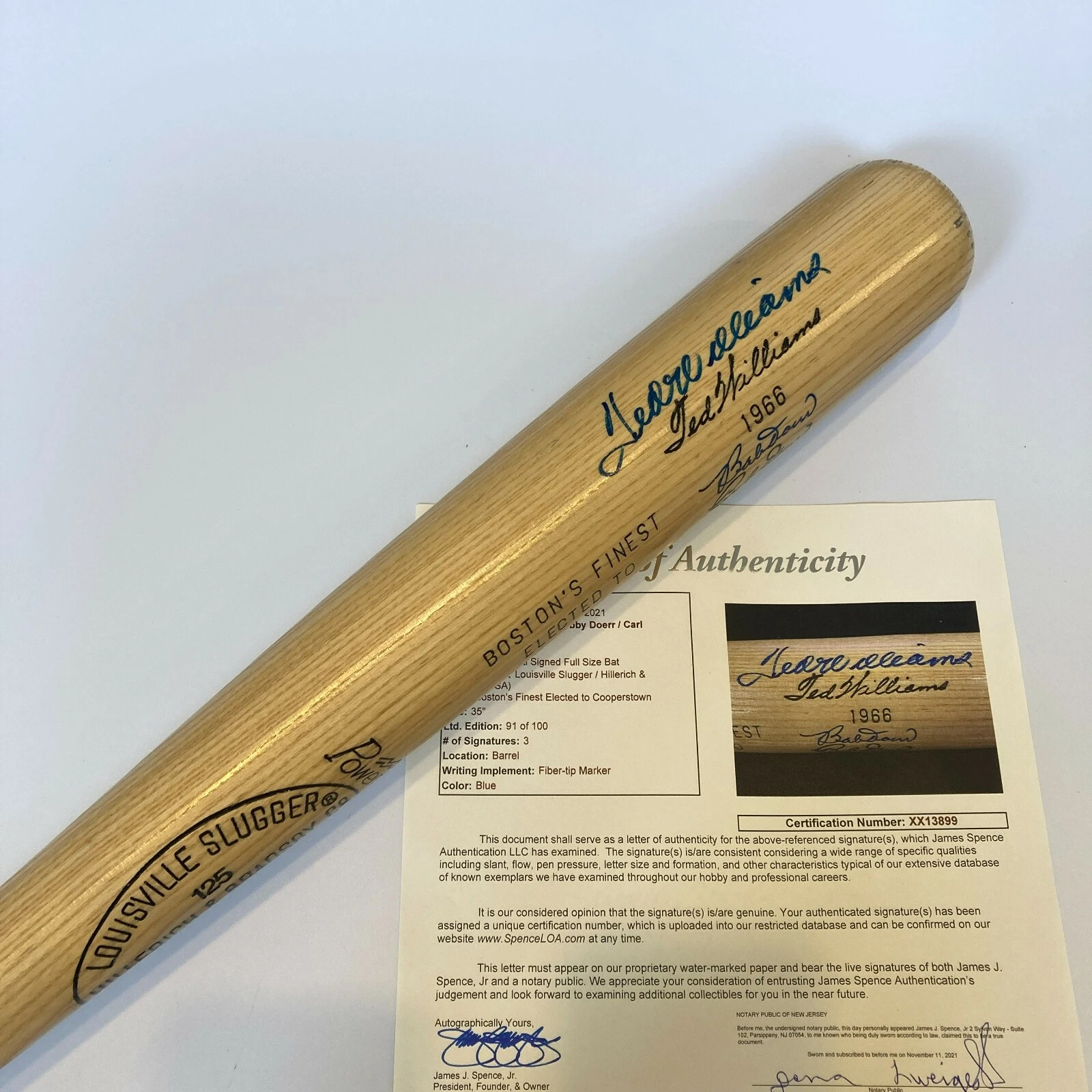 TED WILLIAMS CARL YASTRZEMSKI BOSTON RED SOX LEGENDS MULTI SIGNED BAT JSA COA COLLECTIBLE MEMORABILIA