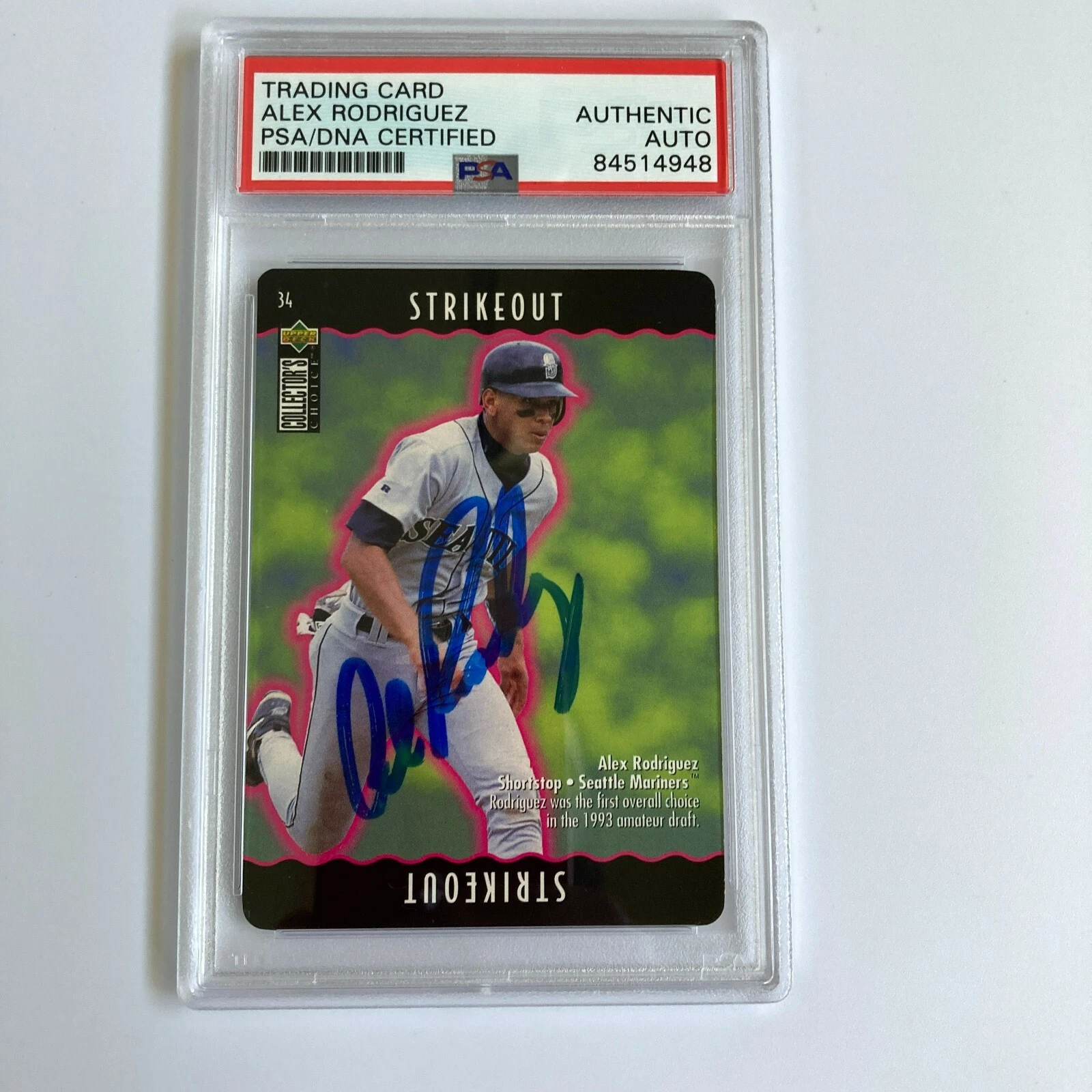 Alex Rodriguez Signed Autographed 1995 Upper Deck Baseball Card PSA DNA