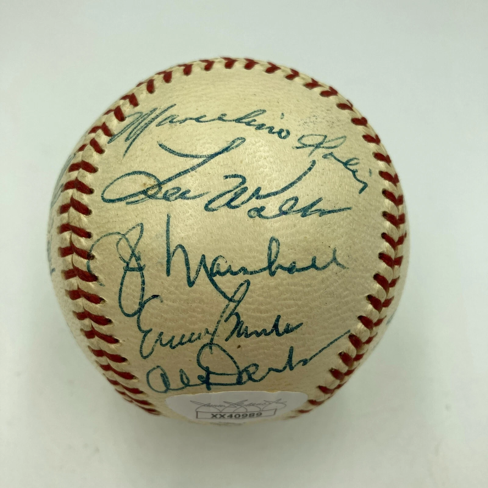 Beautiful 1958 Cubs Team Signed National League Baseball Ernie Banks JSA COA