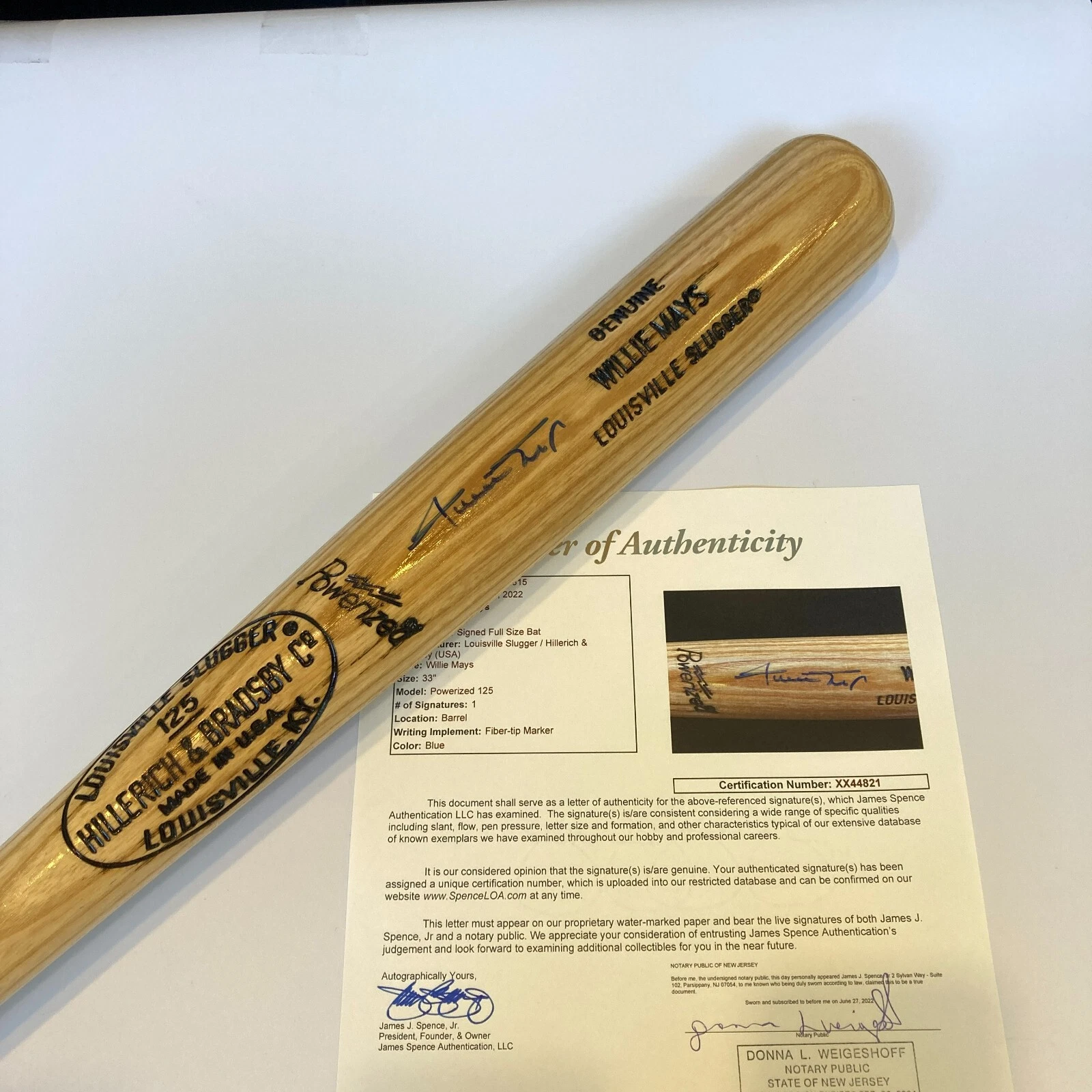 WILLIE MAYS SIGNED LOUISVILLE SLUGGER GAME MODEL BASEBALL BAT WITH JSA COA COLLECTIBLE MEMORABILIA