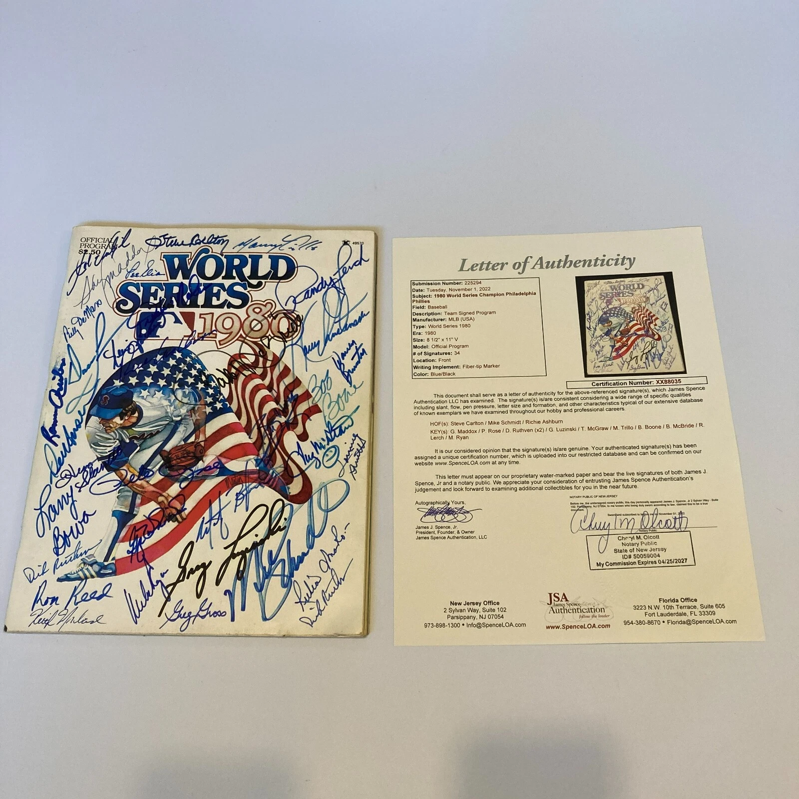 1980 Philadelphia Phillies Team Signed World Series Program 34 Sigs JSA COA
