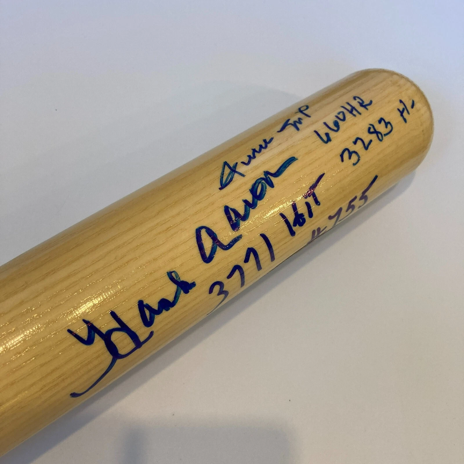 WILLIE MAYS 660 HR 3283 HITS & HANK AARON 755 HR 3771 HITS SIGNED BAT JSA COA COLLECTIBLE MEMORABILIA