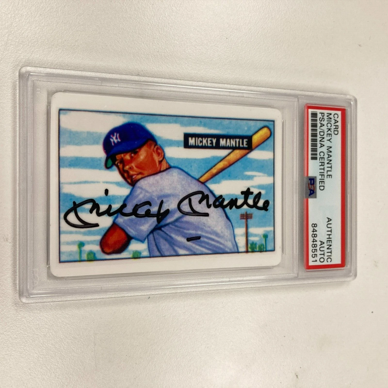 1951 BOWMAN MICKEY MANTLE SIGNED PORCELAIN BASEBALL CARD RC PSA DNA CERTIFIED COLLECTIBLE MEMORABILIA