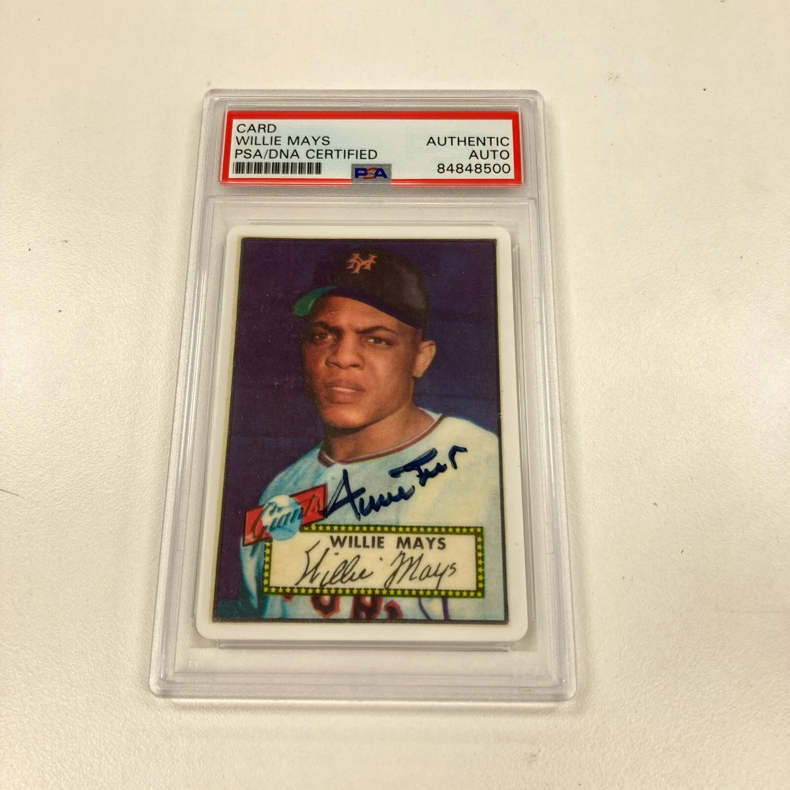 1952 Topps Willie Mays RC Signed Porcelain Baseball Card PSA DNA