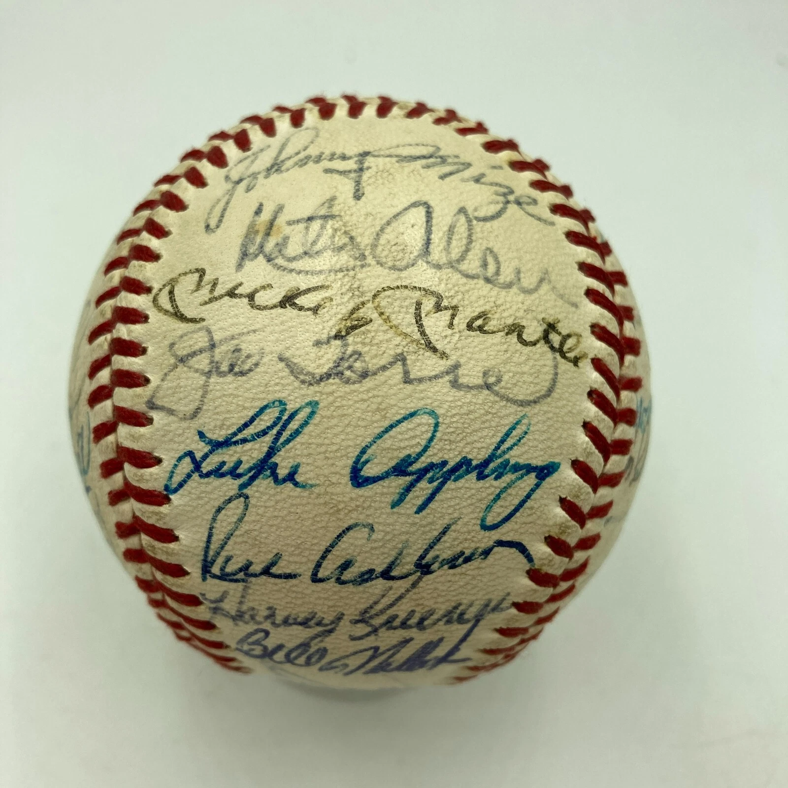 The Finest 1935-1975 Batting Champs Signed Baseball Clemente Mantle Dimaggio JSA