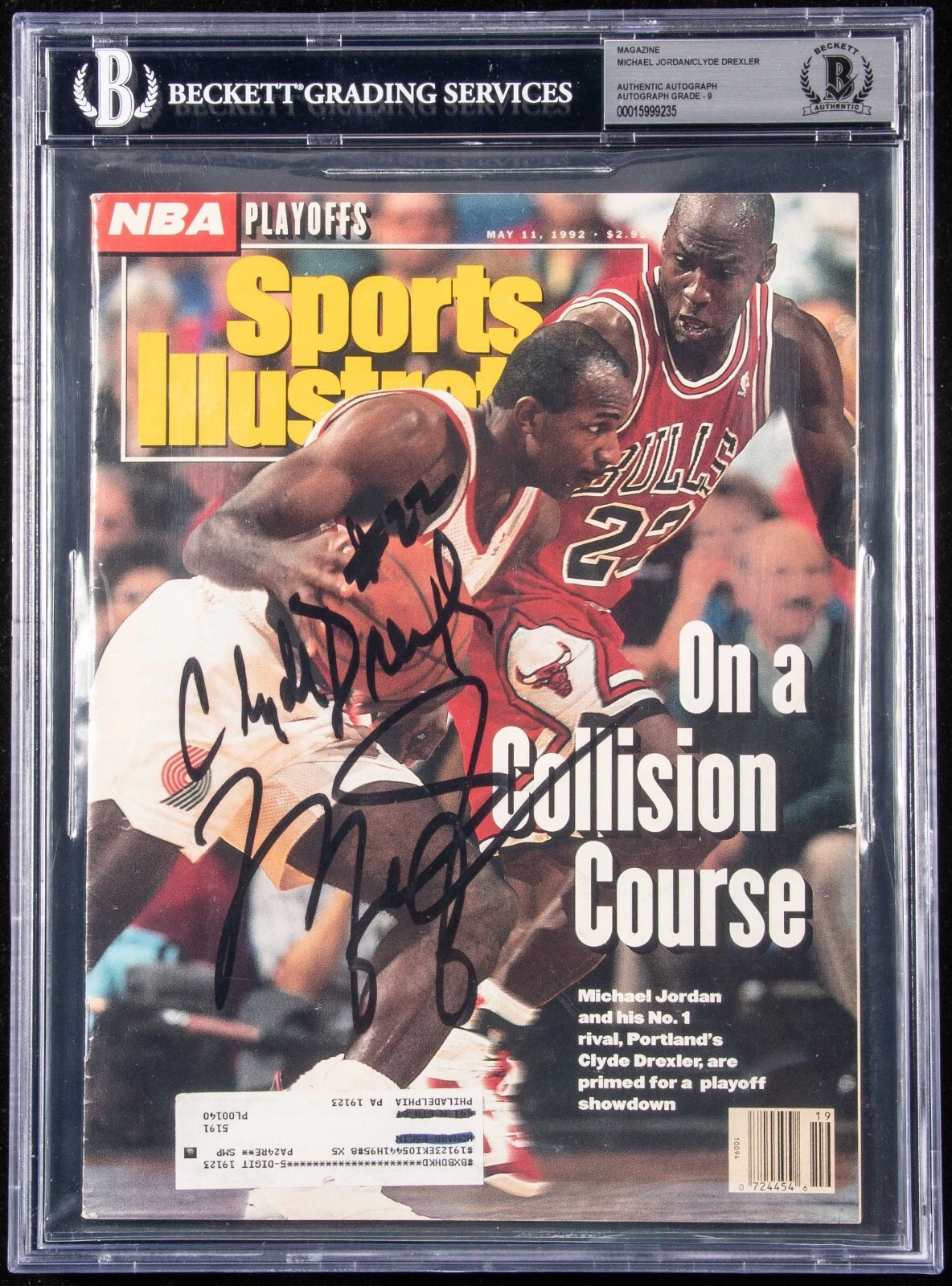 Michael Jordan Signed 1992 NBA Finals Sports Illustrated Beckett Graded 9 MINT