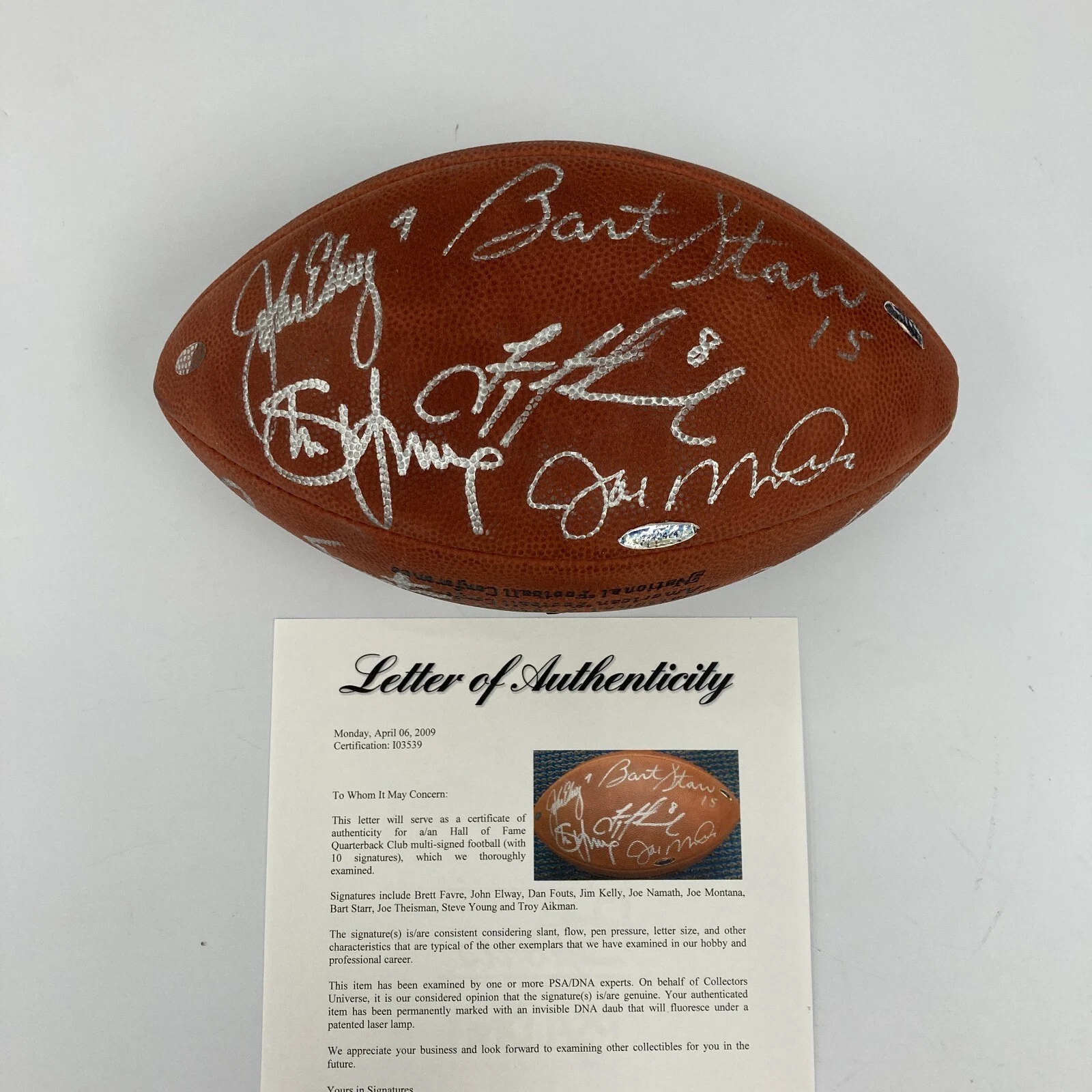 Bart Starr Joe Montana Joe Namath Elway Aikman Quarterbacks Signed Football PSA