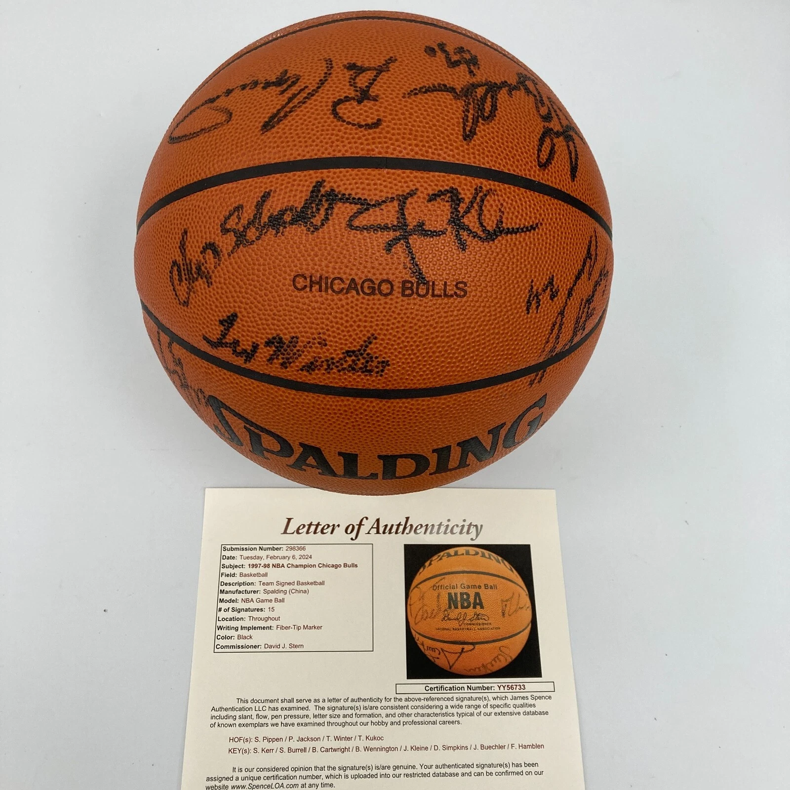 1997-98 Chicago Bulls NBA Champs Team Signed Game Basketball The Last Dance JSA