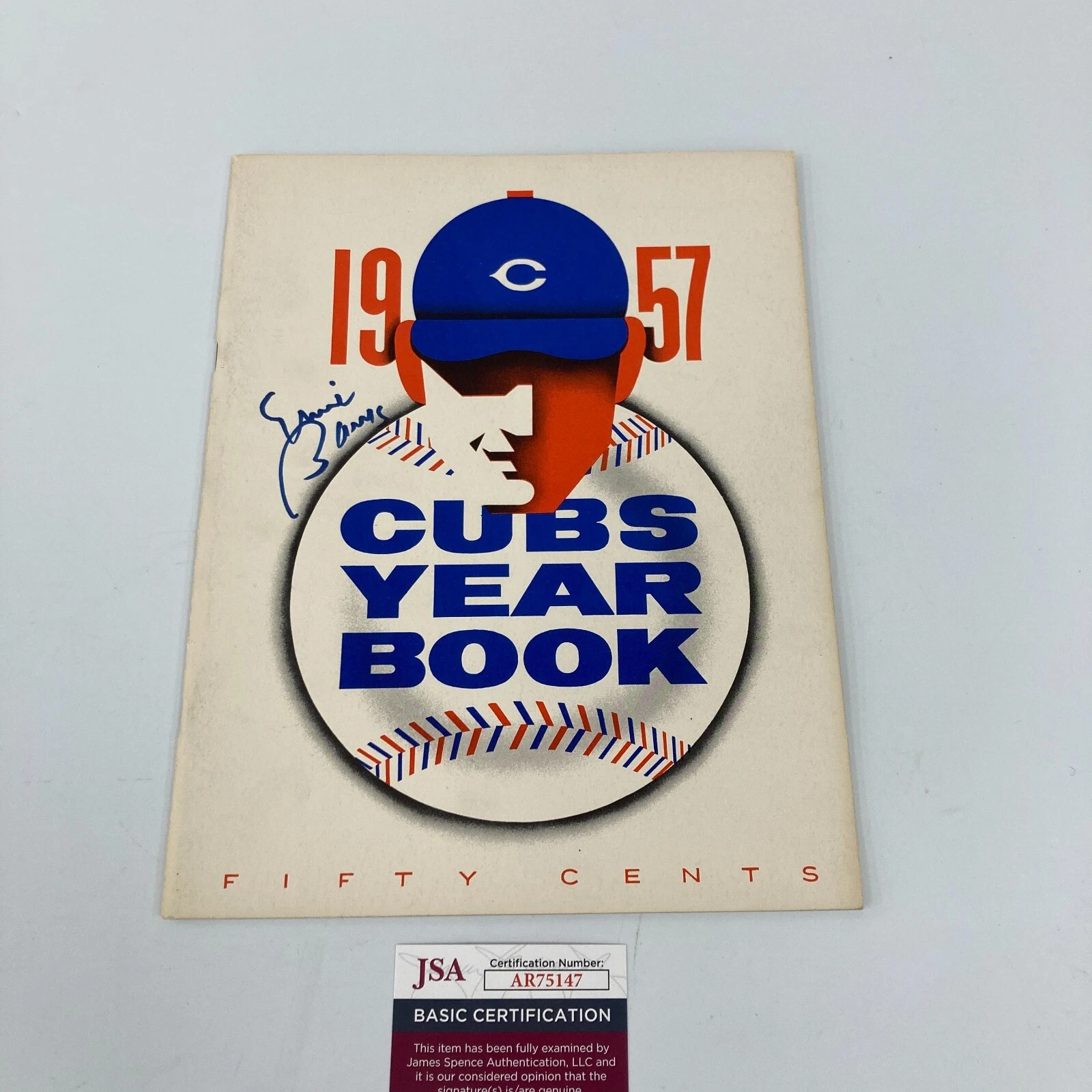 ERNIE BANKS SIGNED 1957 CHICAGO CUBS YEARBOOK JSA COA COLLECTIBLE MEMORABILIA