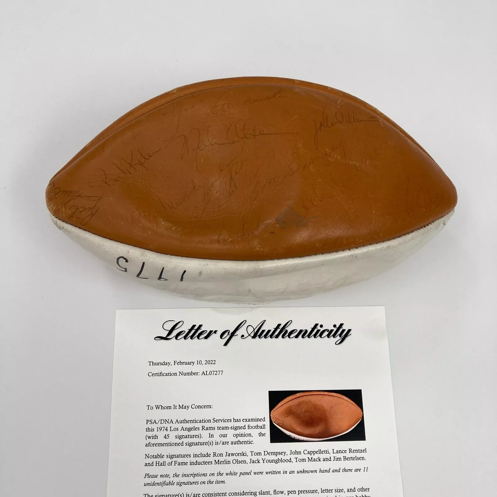 1974 Los Angeles Rams Team Signed Football 45 Sigs PSA DNA COA