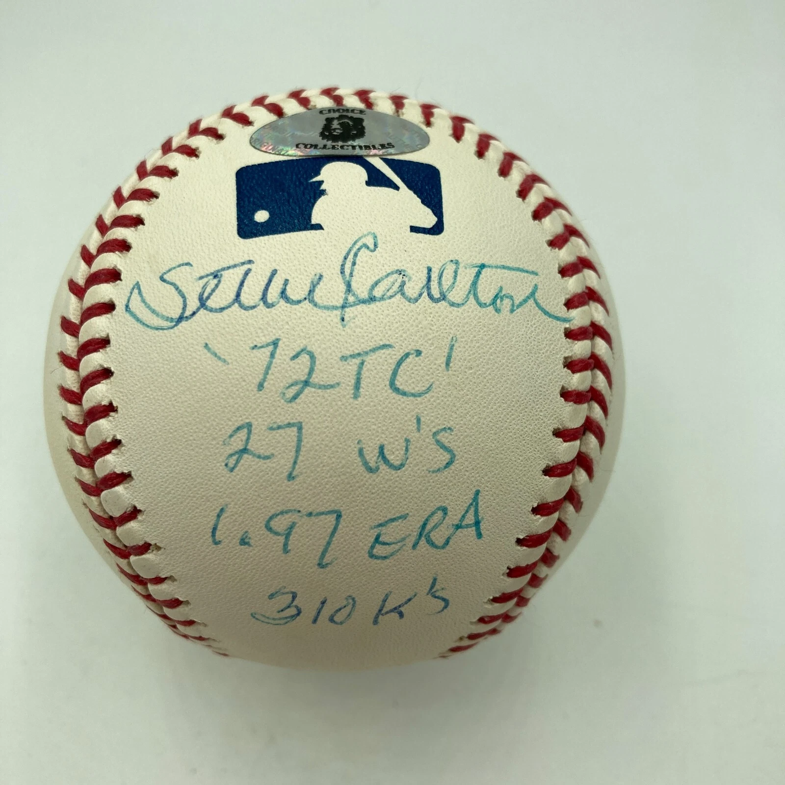 Steve Carlton Signed Heavily Inscribed Stat Baseball Steiner Hologram