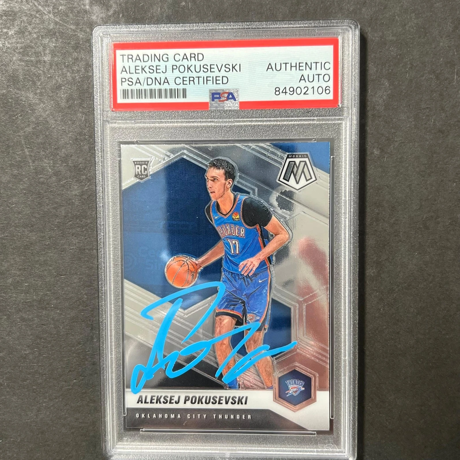 2020-21 Panini Mosaic #226 Aleksej Pokusevski Signed Card AUTO PSA Slabbed RC Th