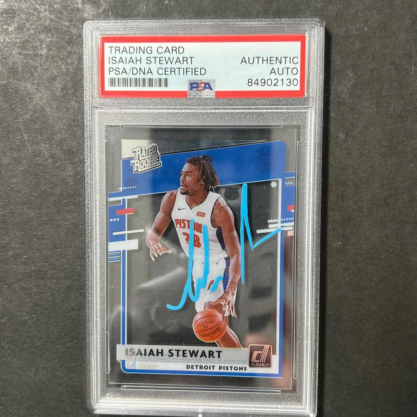 2020-21 Panini Clearly Donruss #62 Isaiah Stewart Signed Card AUTO PSA Slabbed R