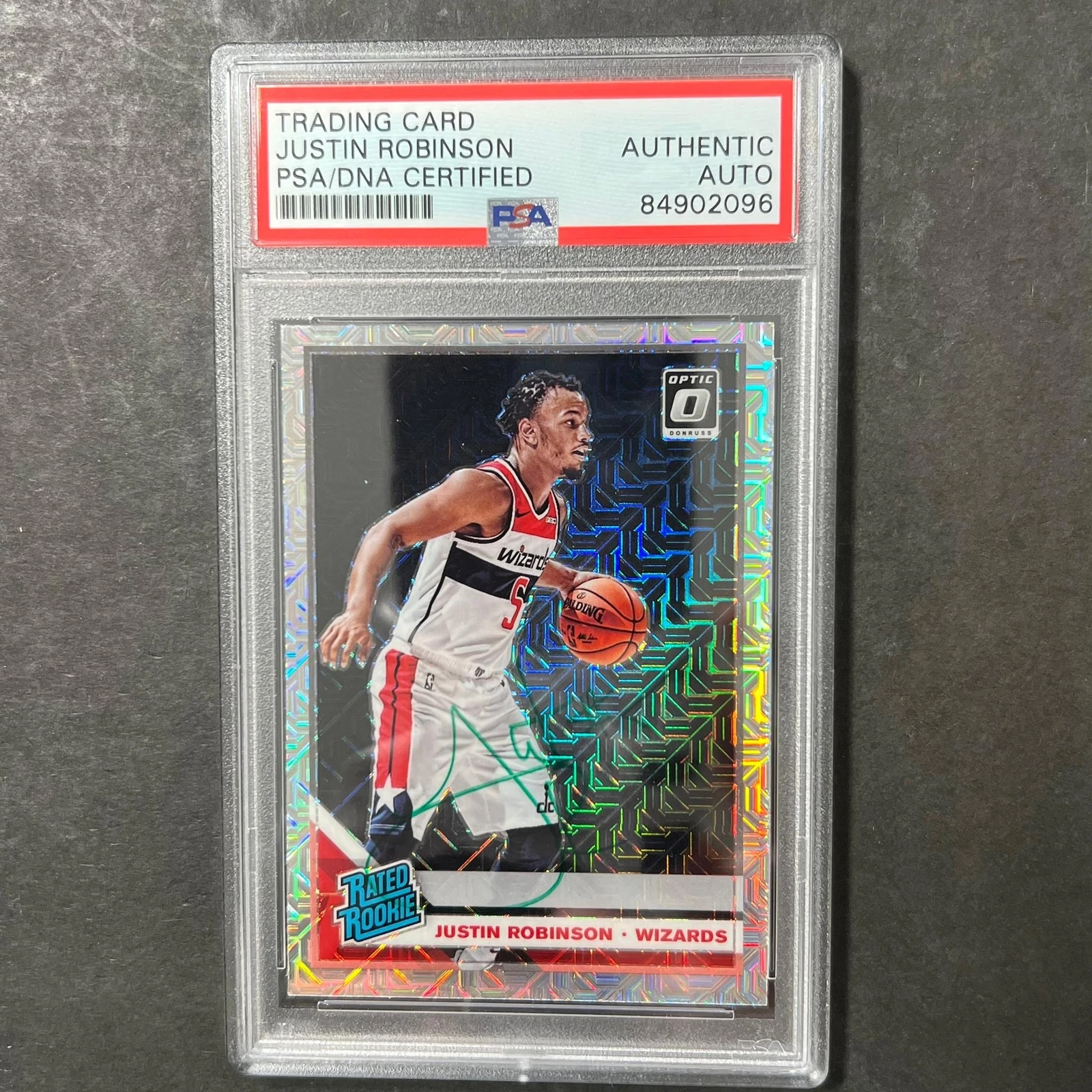 2019-20 OPTIC RATED ROOKIE #174 JUSTIN ROBINSON Signed AUTO PSA Slabbed RC Wizar