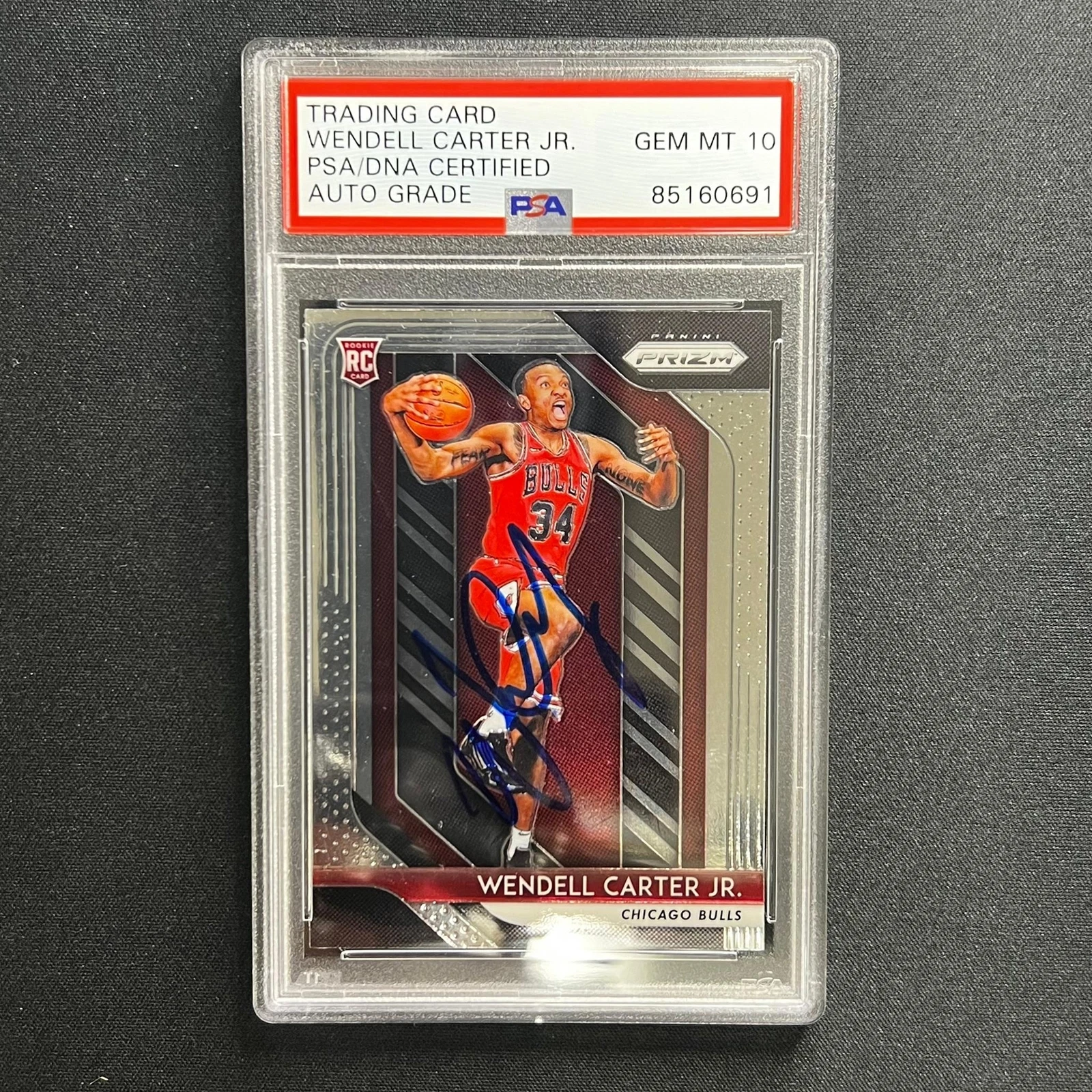 2018-19 Panini Prizm #80 Wendell Carter Jr Signed Card PSA/DNA AUTO 10 Bulls