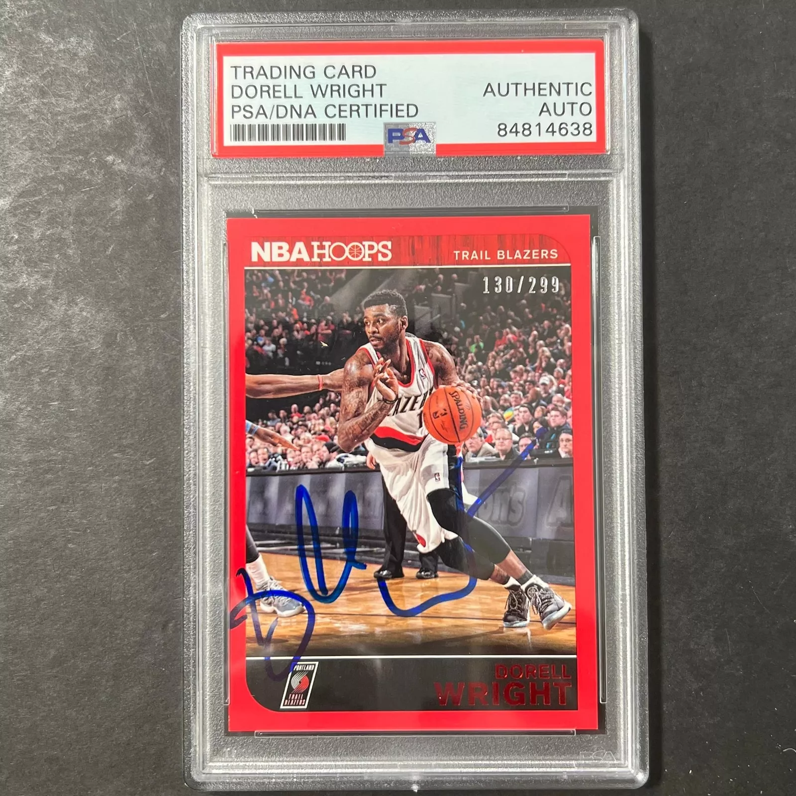 2014-15 Panini NBA Hoops #86 Dorell Wright Signed Card AUTO PSA Slabbed Trail Bl
