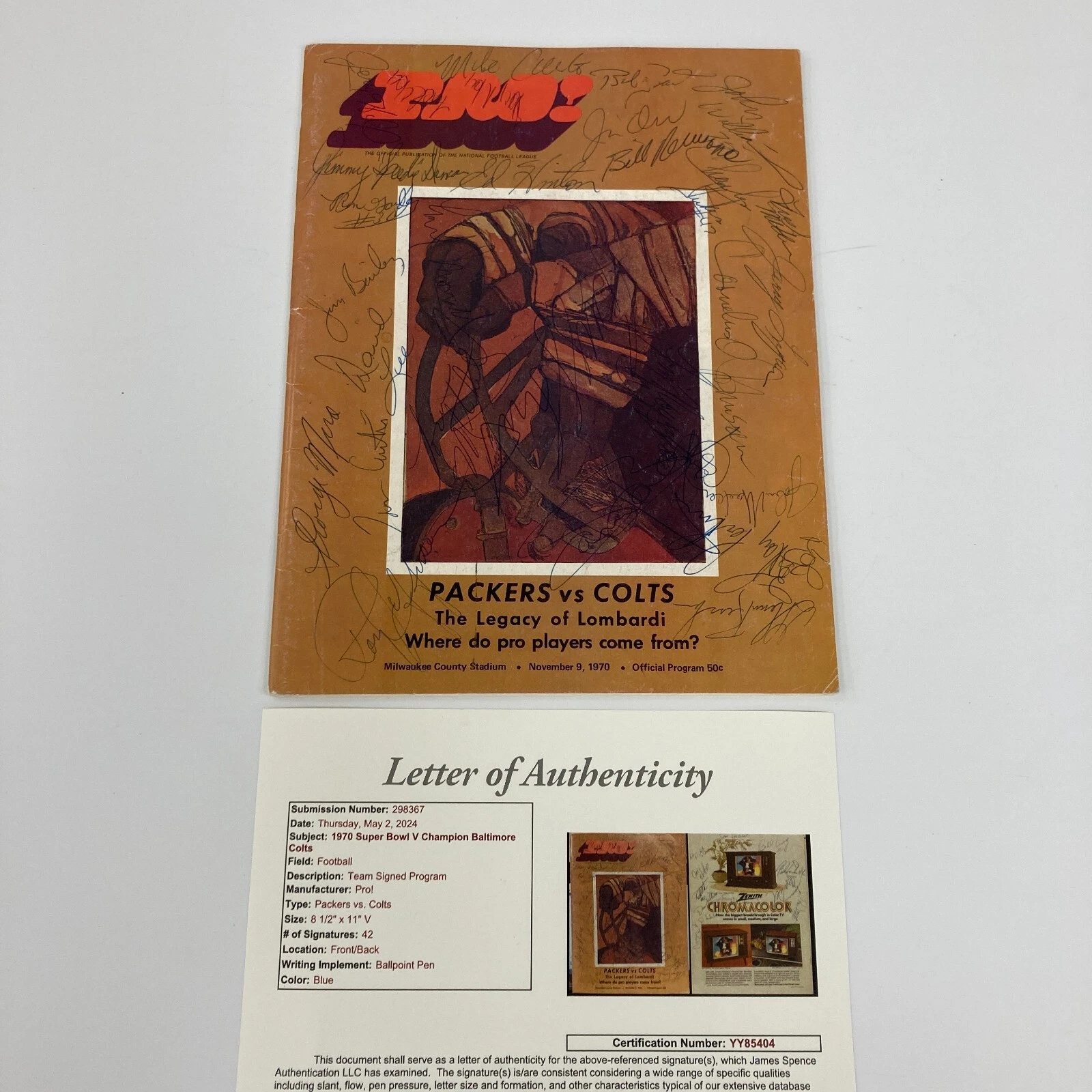 1970 BALTIMORE COLTS SUPER BOWL V CHAMPS TEAM SIGNED PROGRAM JOHNNY UNITAS JSA COLLECTIBLE MEMORABILIA