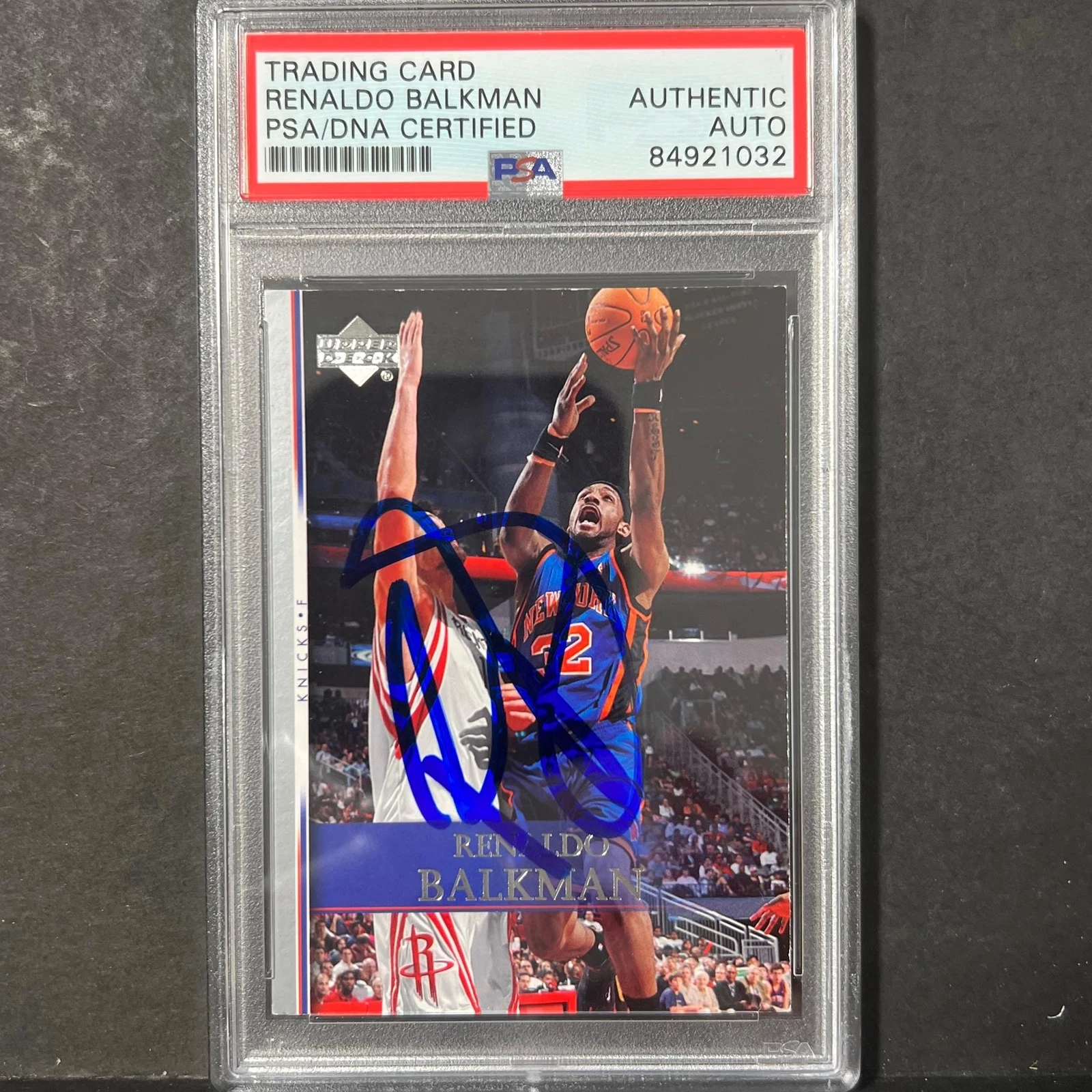 2007-08 NBA Upper Deck #96 Renaldo Balkman Signed Card AUTO 10 PSA Slabbed Knick