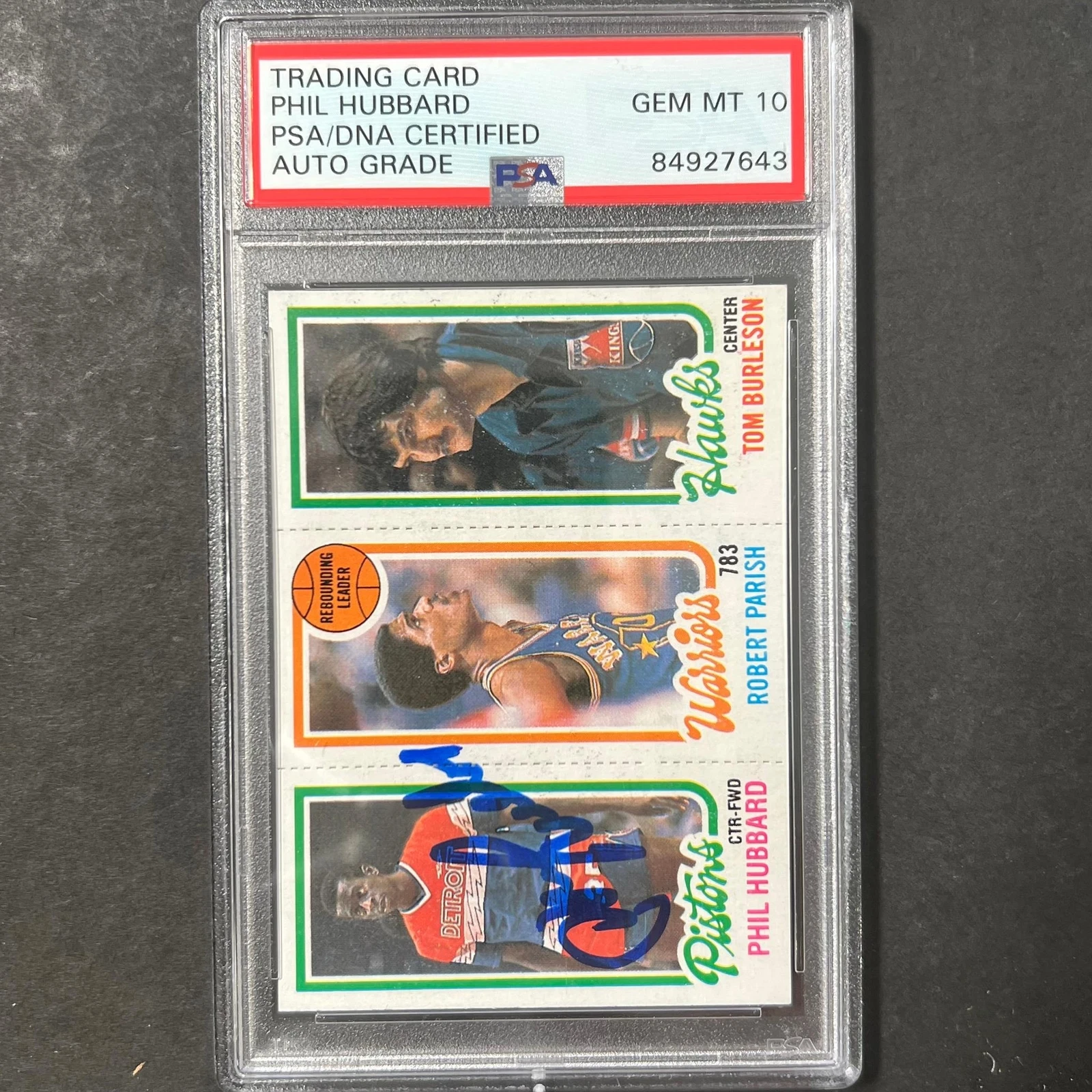 1980 Topps #86 Fleer Phil Hubbard Signed Card AUTO 10 PSA Slabbed Detroit