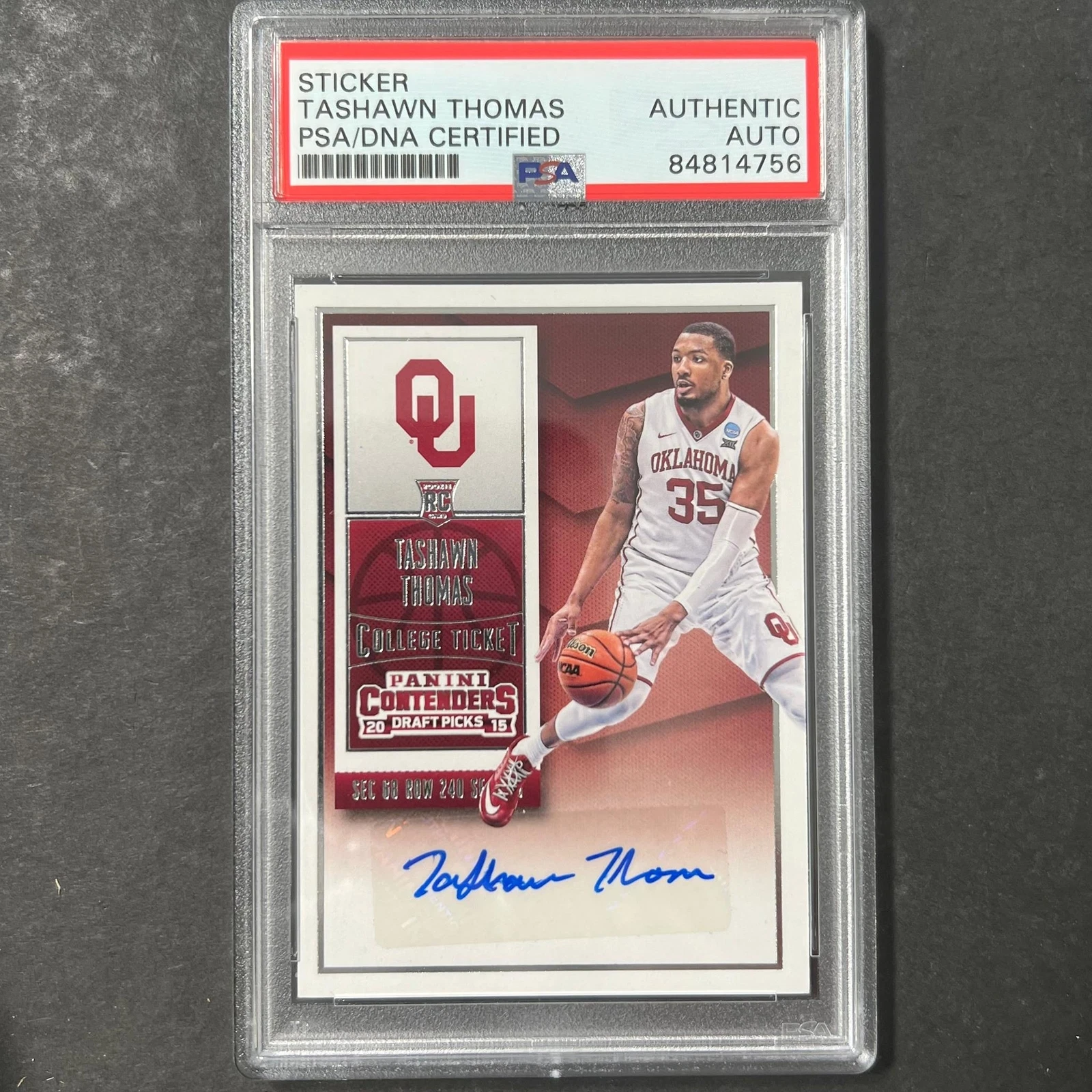 2015 Panini Contenders Draft Picks #160 Tashawn Thomas Signed Card AUTO PSA Slab