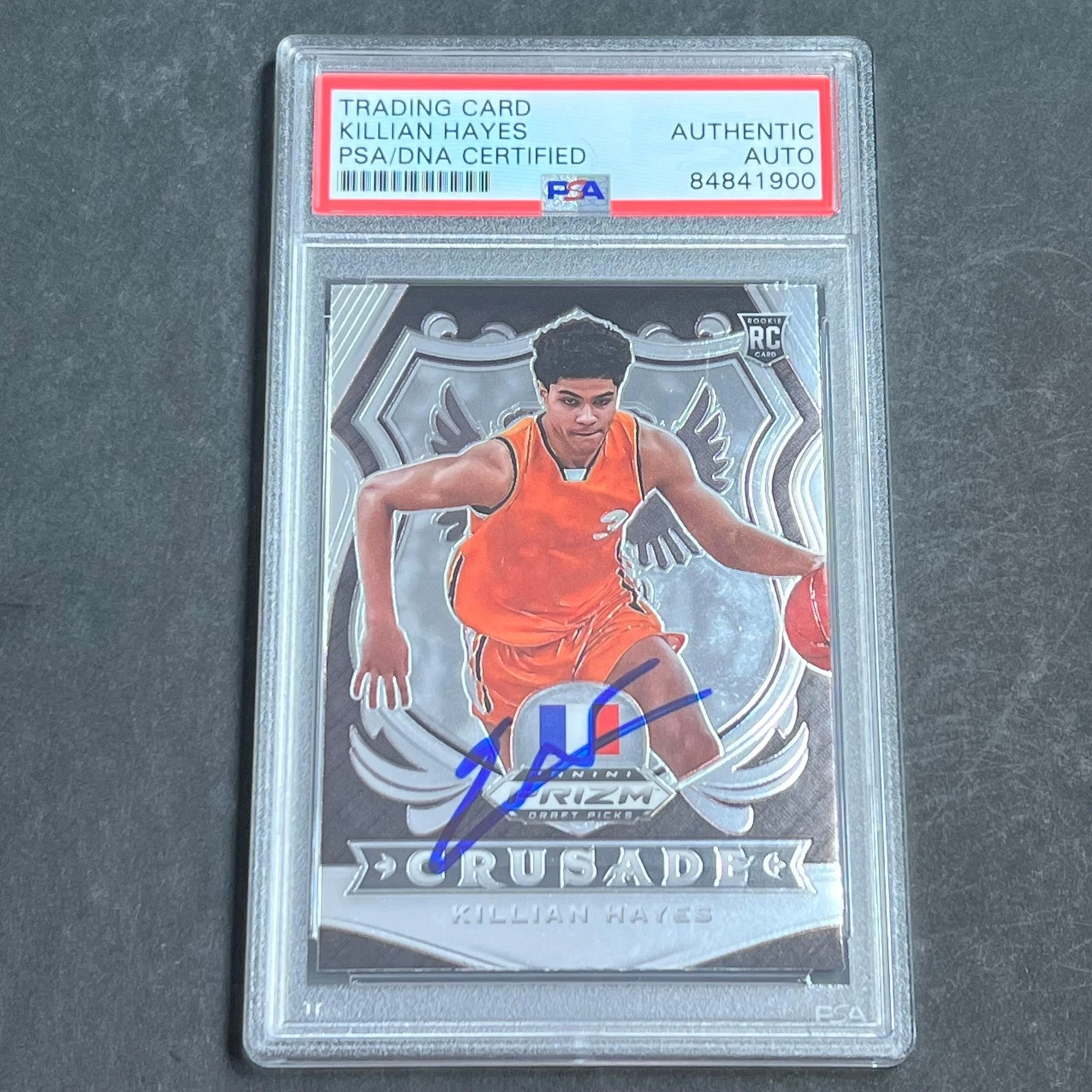 2020-21 Panini Prizm Draft Pick #92 Killian Hayes Signed Card AUTO PSA Slabbed