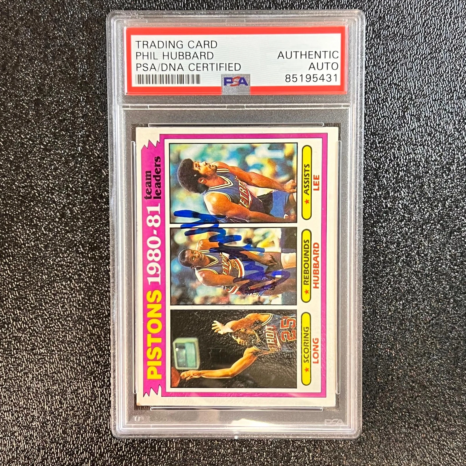1980-81 TOPPS TEAM LEADERS #50 PHIL HUBBARD SIGNED CARD AUTO PSA SLABBED PISTONS COLLECTIBLE MEMORABILIA