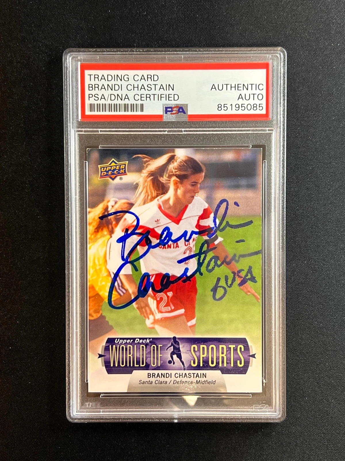 2011 Upperdeck World of Sports #254 Brandy Chastain Signed Card AUTO PSA Slabbed