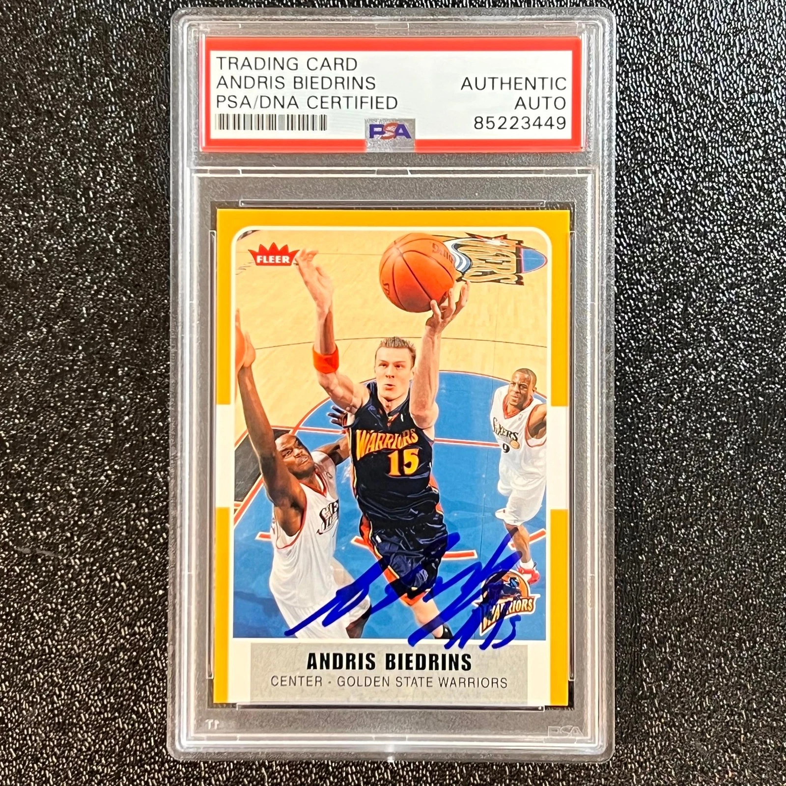 2007-08 Fleer #151 Andris Biedrins Signed Card AUTO PSA Slabbed Warriors