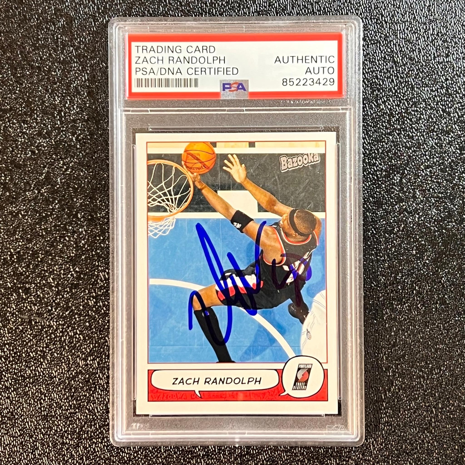 2004-05 Topps Bazooka #15 Zach Randolph Signed Card Auto PSA Slabbed Trailblazer