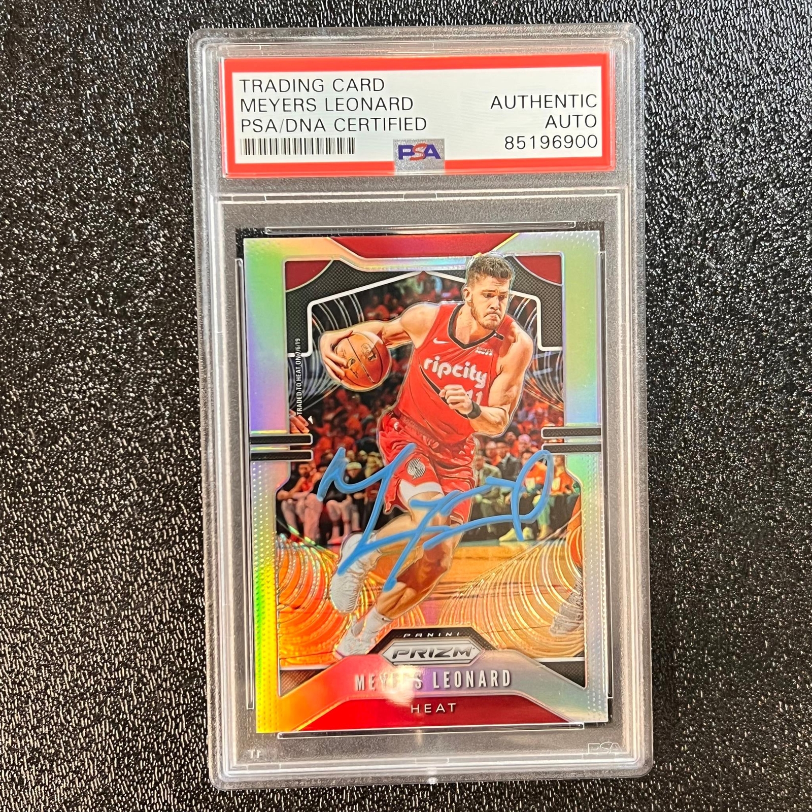 2019-20 Panini #117 Meyers Leonard Signed Card AUTO PSA Slabbed Trail Blazers/He