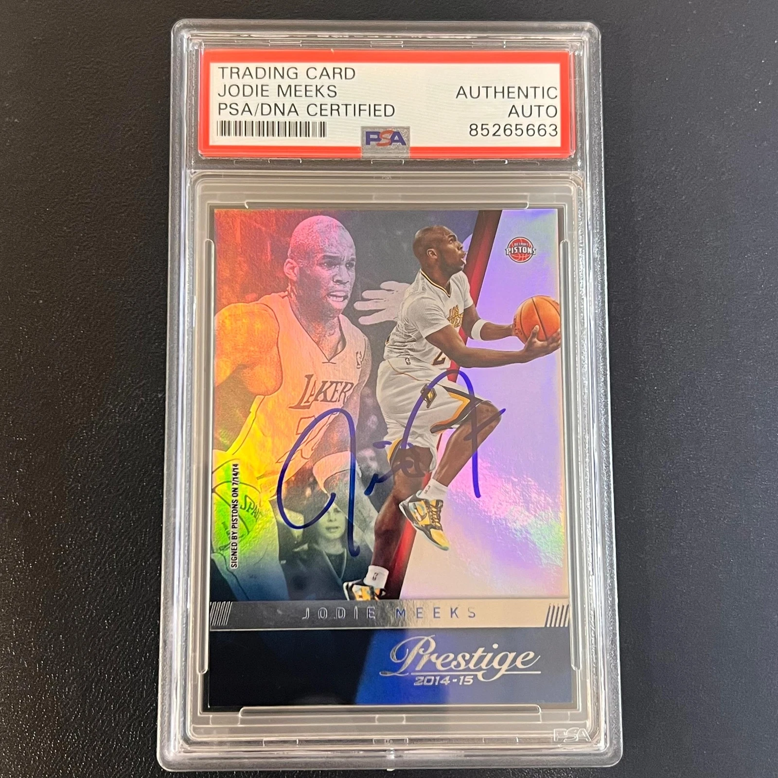 2014-15 Prestige Basketball #122 Jodie Meeks Signed Card AUTO PSA Slabbed Piston