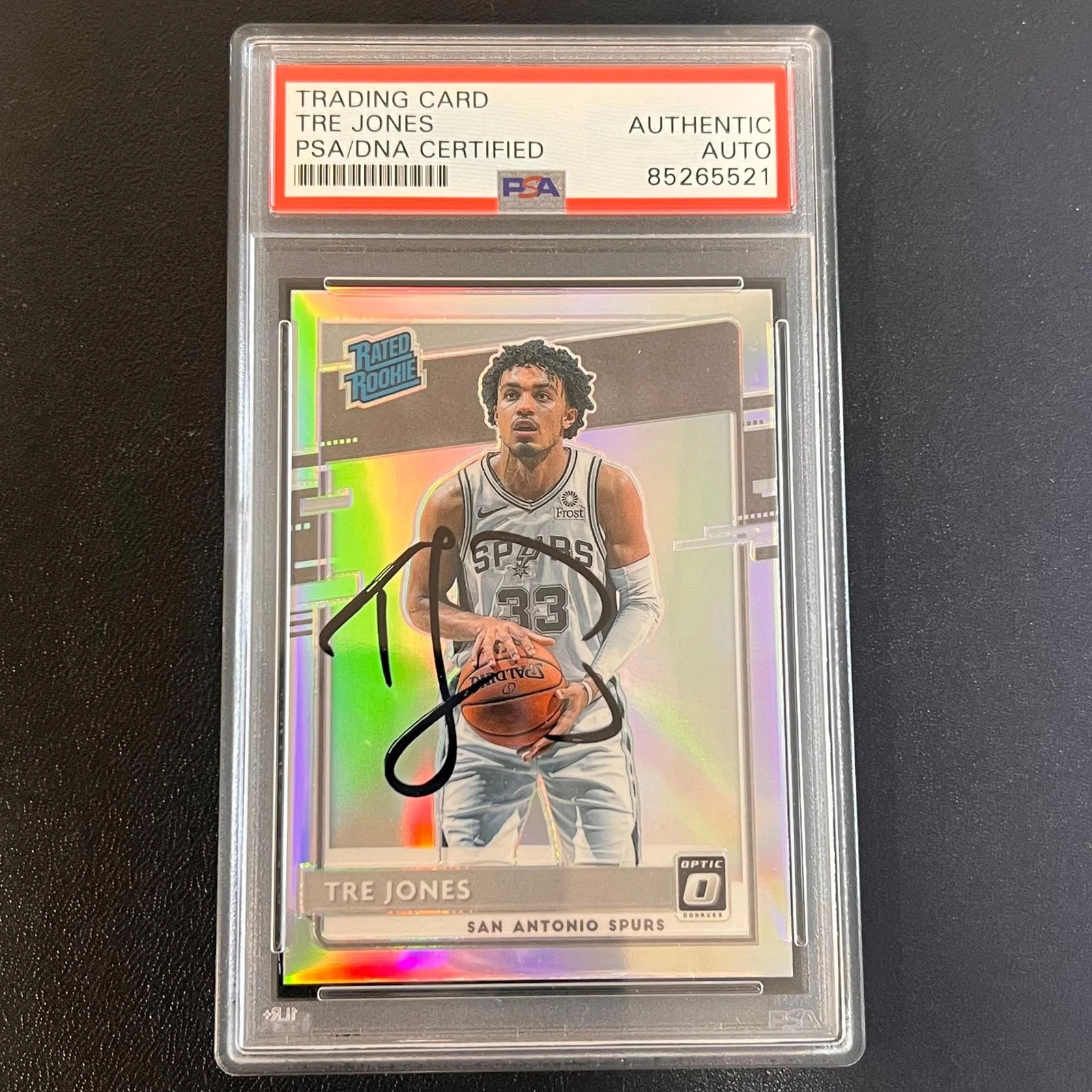 2020-21 Panini Donruss Optic #188 Tre Jones Signed Card AUTO PSA/DNA Slabbed RC