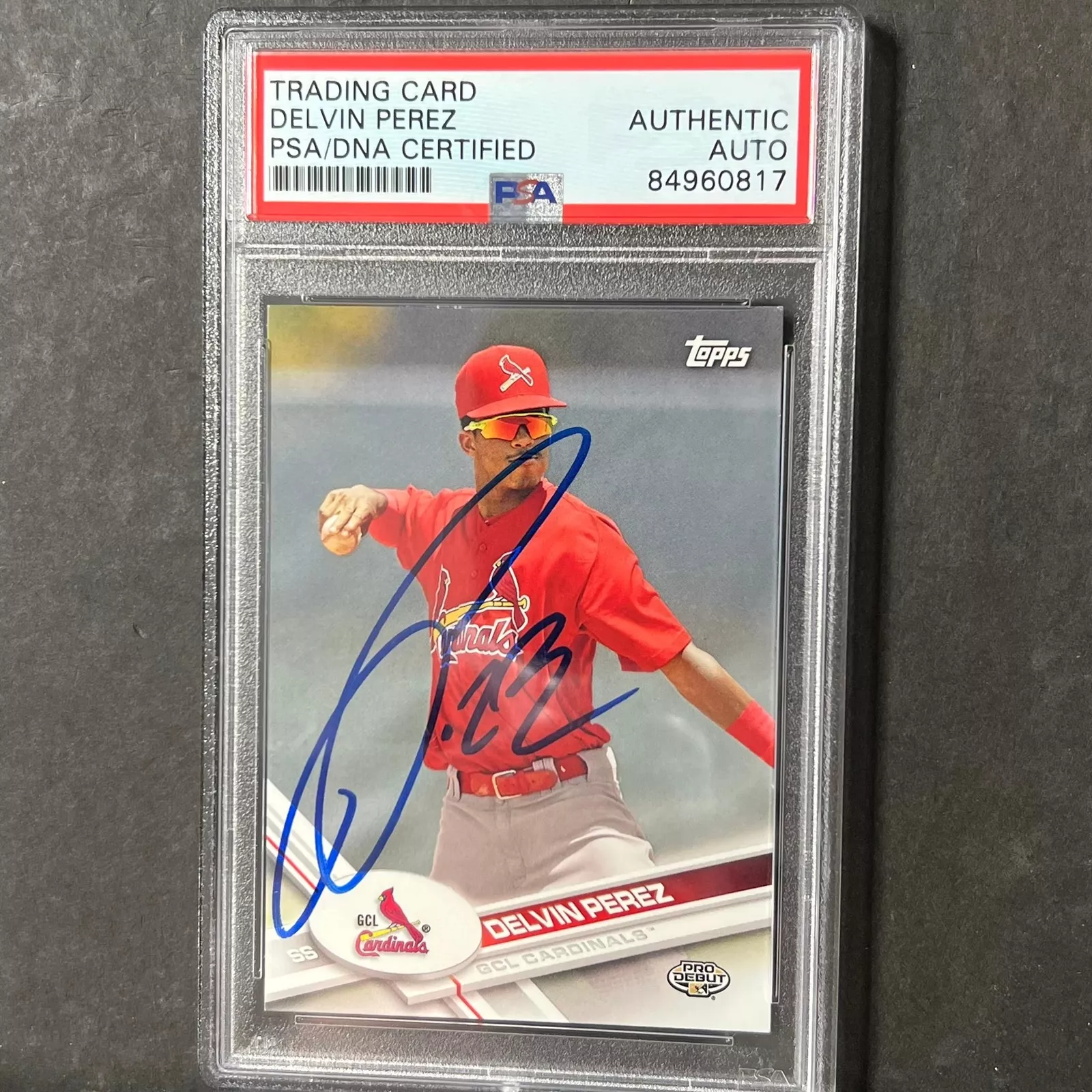 2017 Topps #600 Delvin Perez Signed Card PSA Slabbed Cardinals