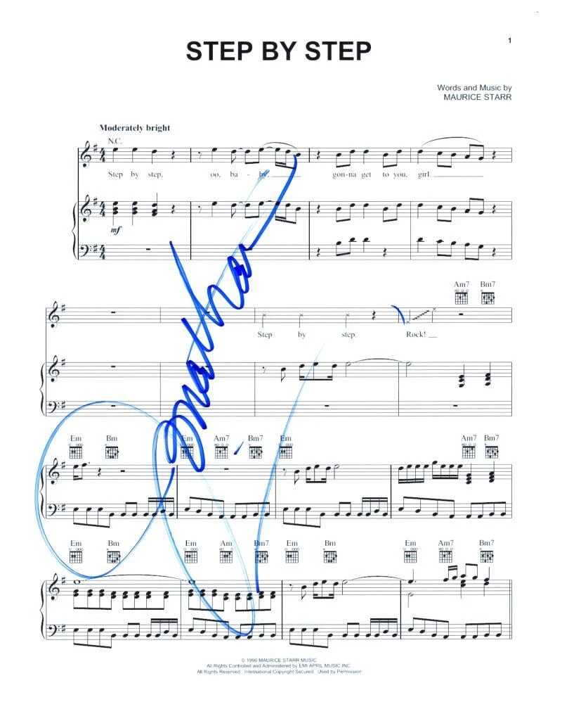 Jonathan Knight New Kids on the Block Signed Autograph Step by Step Sheet Music