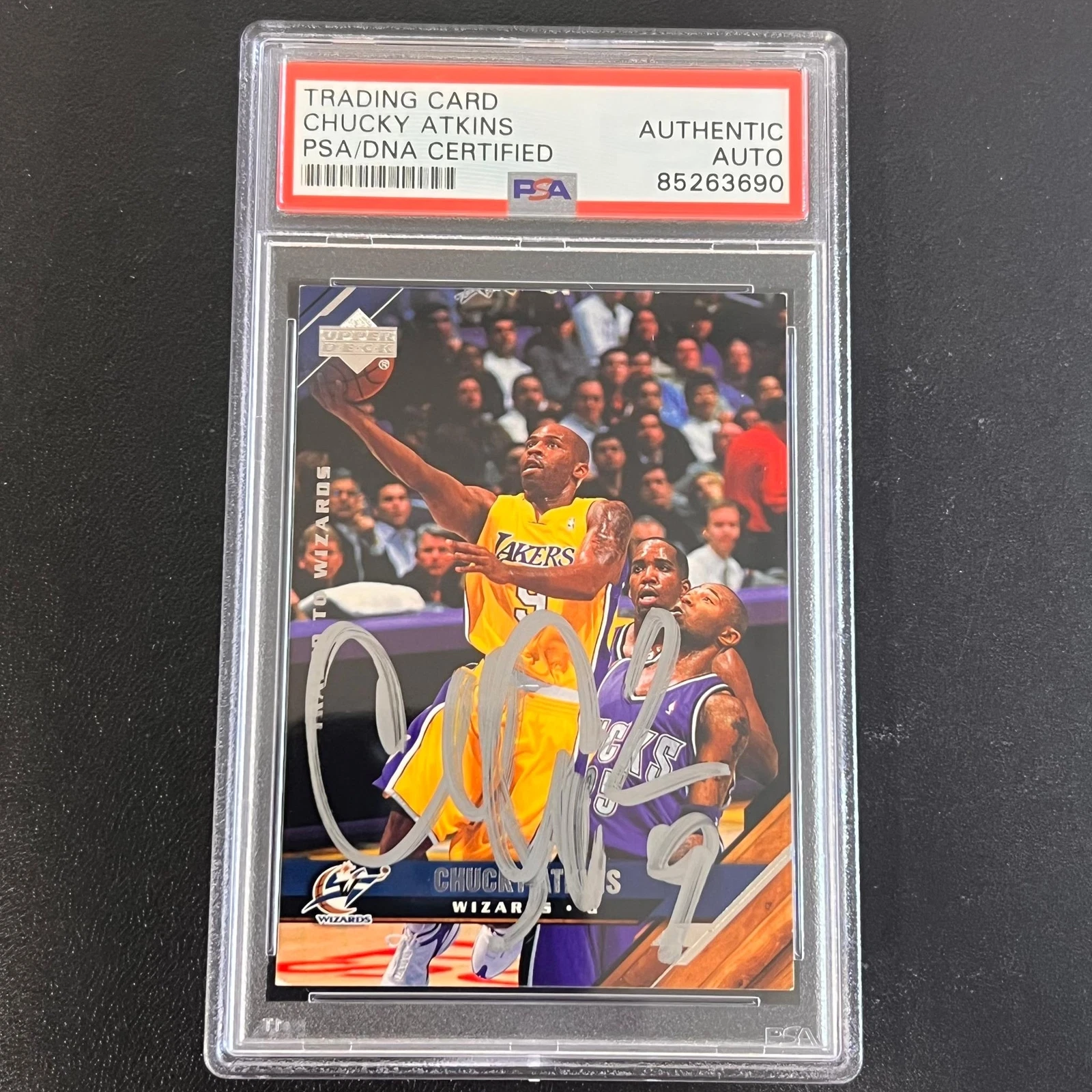 2005-06 Upper Deck #82 Chucky Atkins Signed Card AUTO PSA Slabbed Wizards