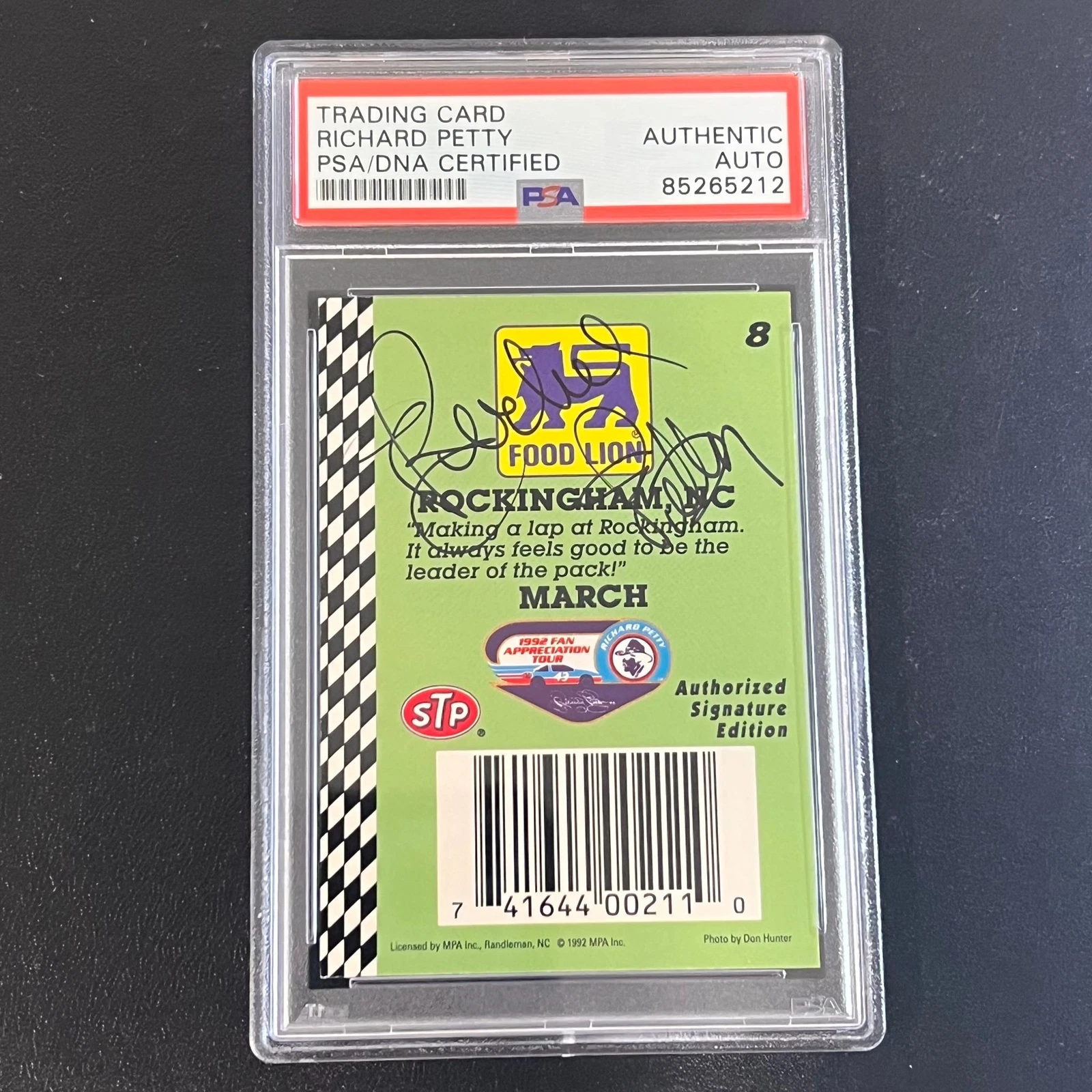 1992 Food Lion Racing #8 Richard Petty Signed Card AUTO PSA Slabbed Nascar