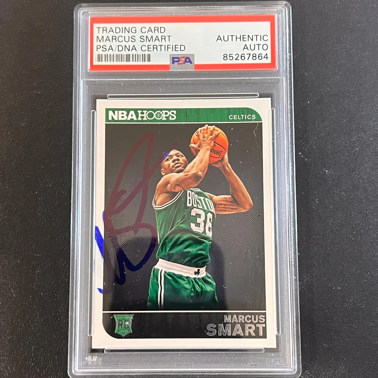 2014-15 Panini Hoops #266 Marcus Smart Signed Card AUTO PSA/DNA Slabbed RC Celti
