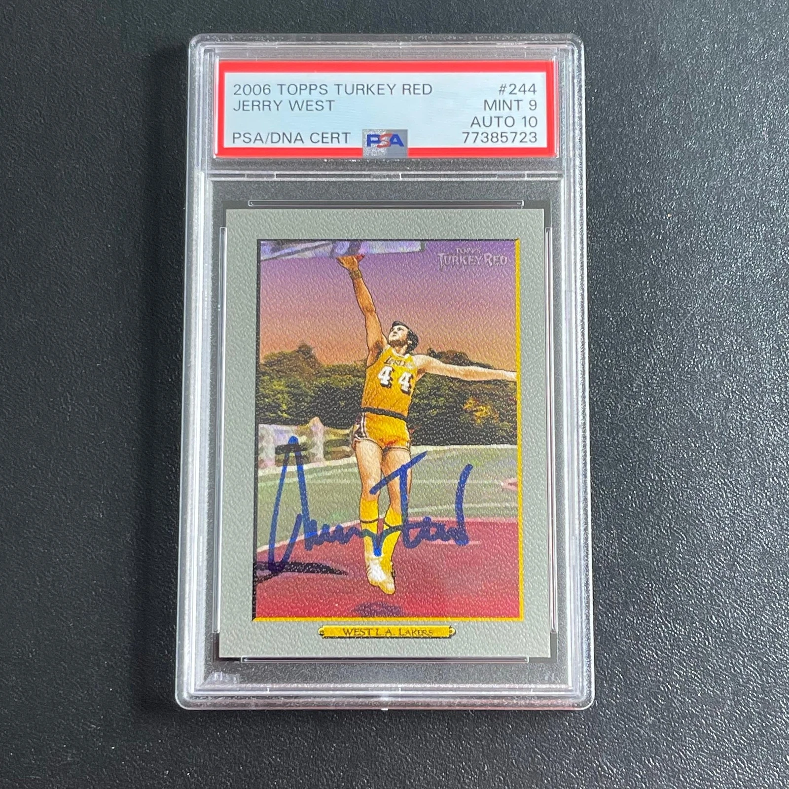 2006 Topps Turkey Red #244 JERRY WEST Signed Card MINT 9 Auto 10 PSA Slabbed Lak