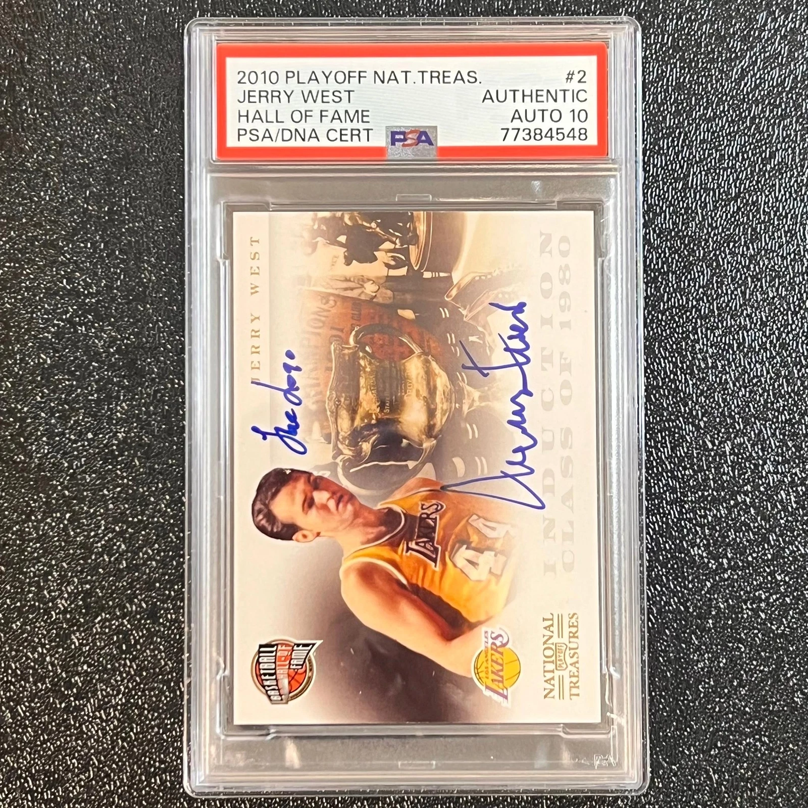 2010 National Treasures Hall of Fame #2 JERRY WEST Signed Card Authentic AUTO 10